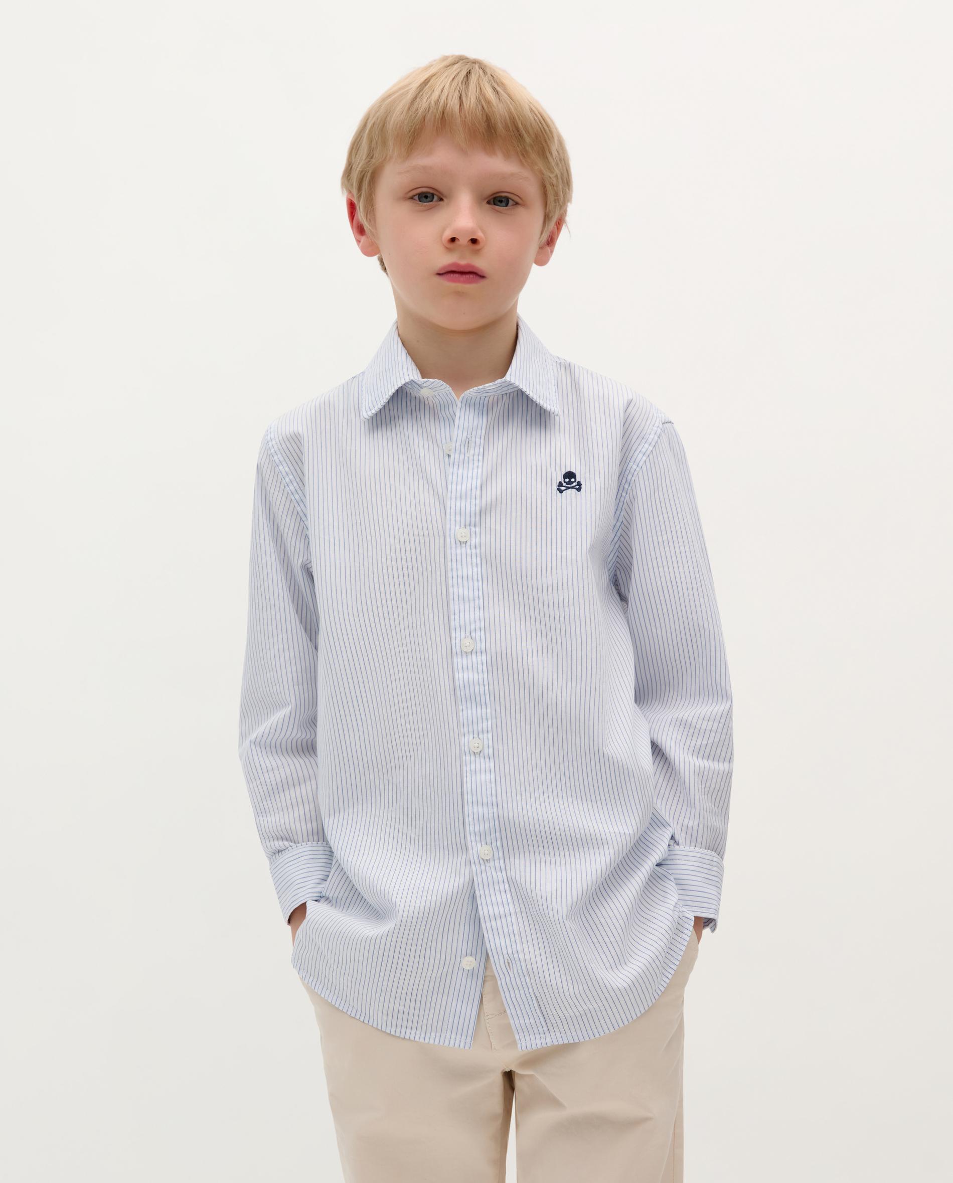 Camisa Infantil de Algodão com Caveira Bordada Azul-1