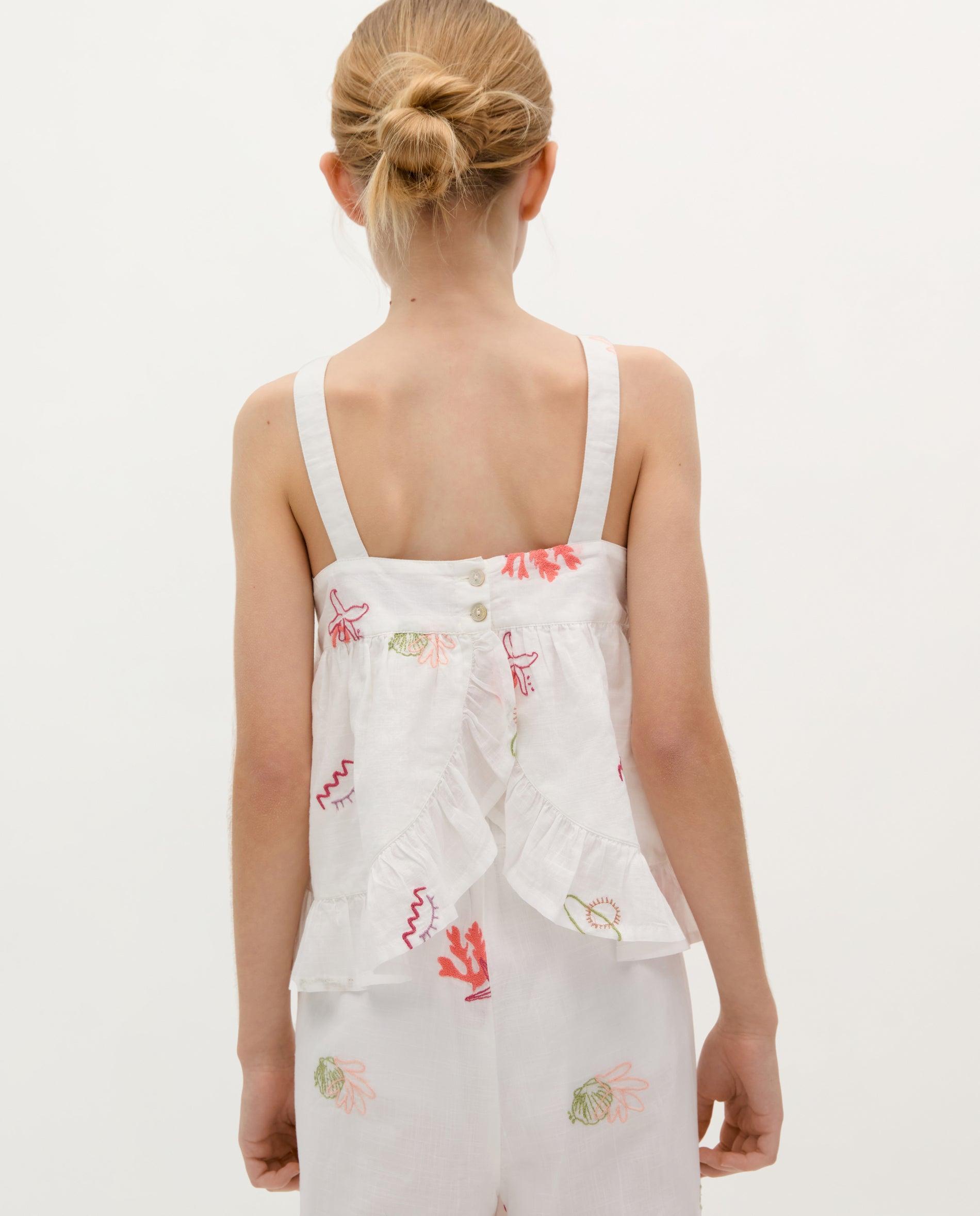 Top Infantil de Algodão com Bordados Branco-2