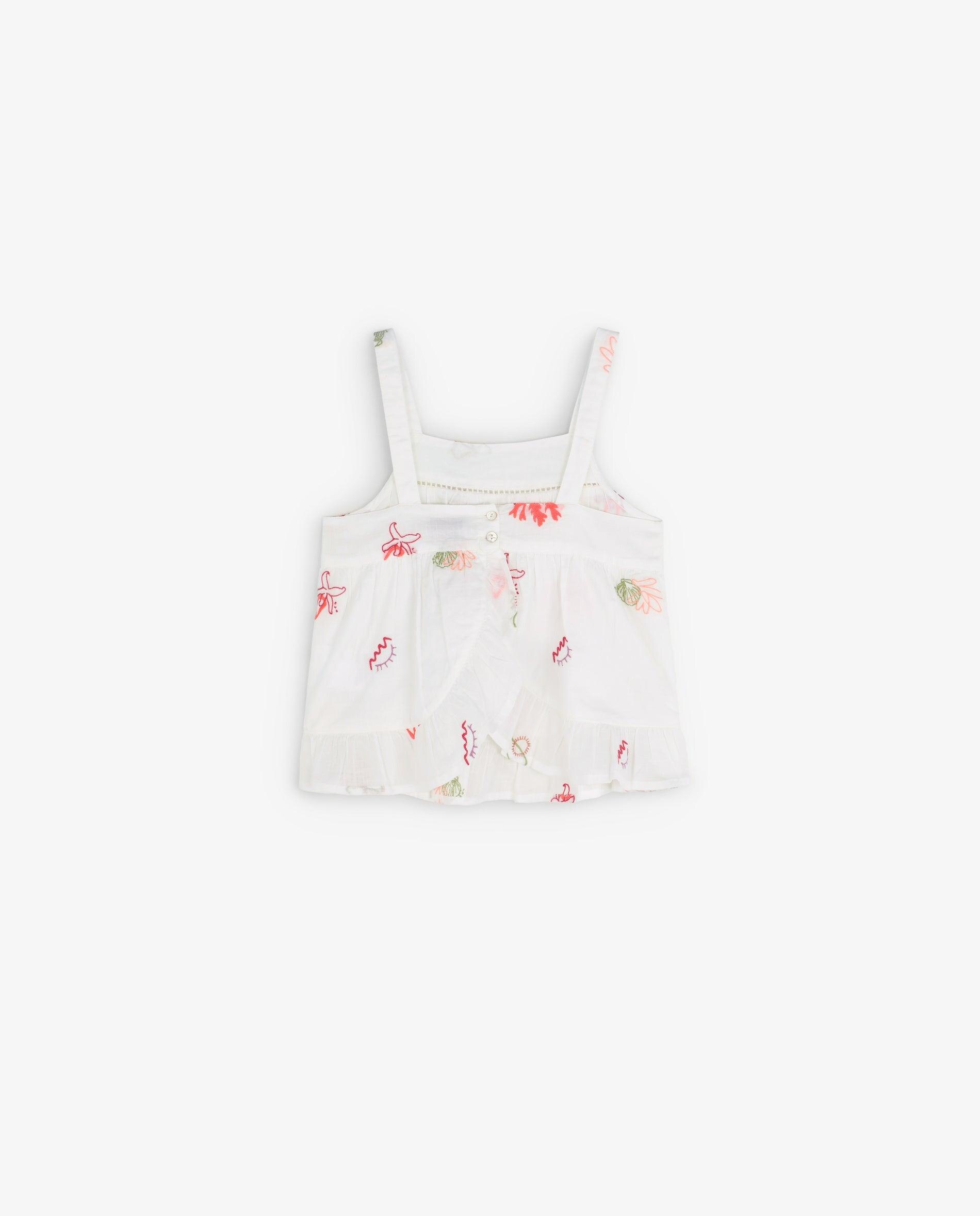 Top Infantil de Algodão com Bordados Branco-5