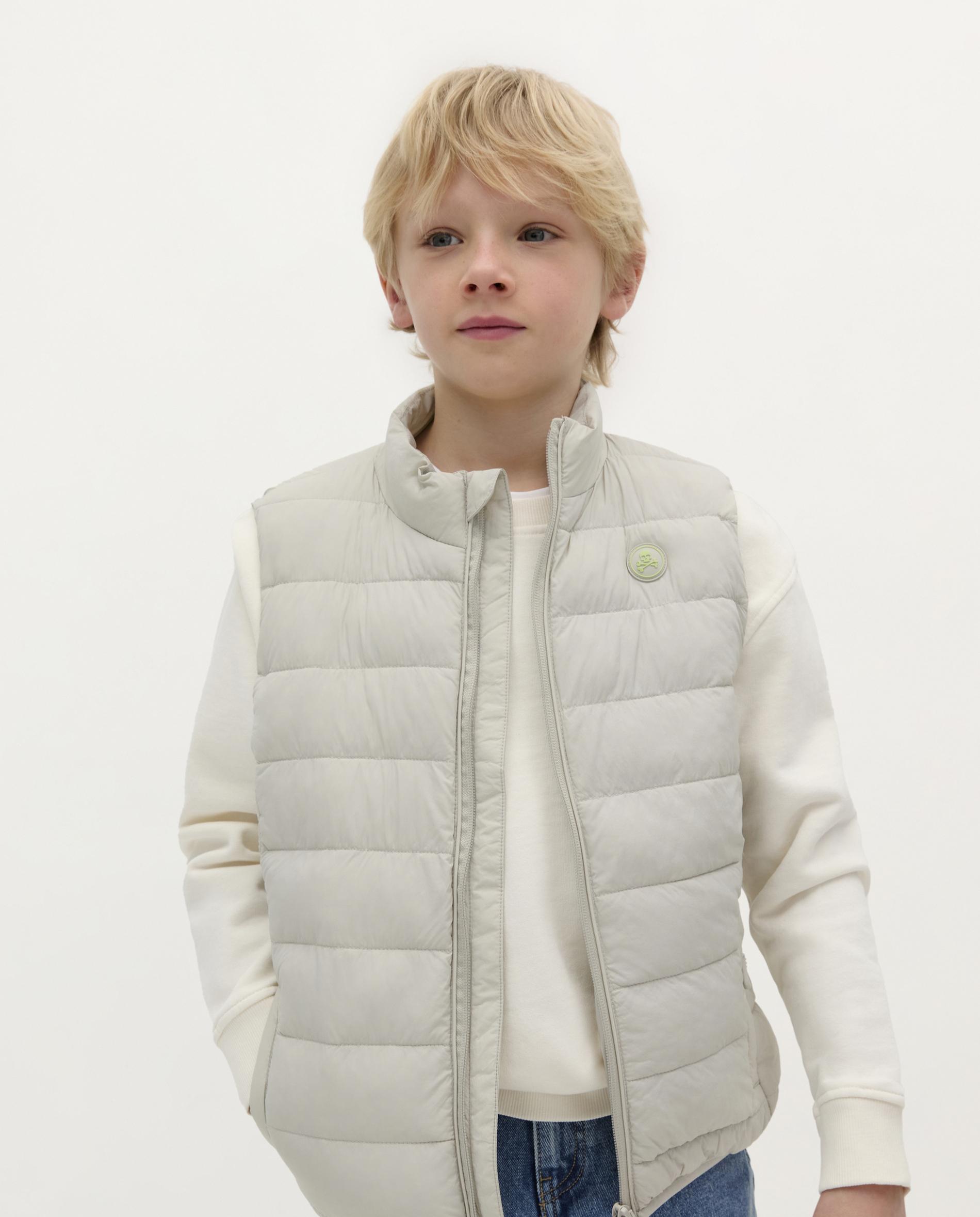Colete Acolchoado Infantil Slim Fit com Gola Alta Scalpers Cinzento-claro-1