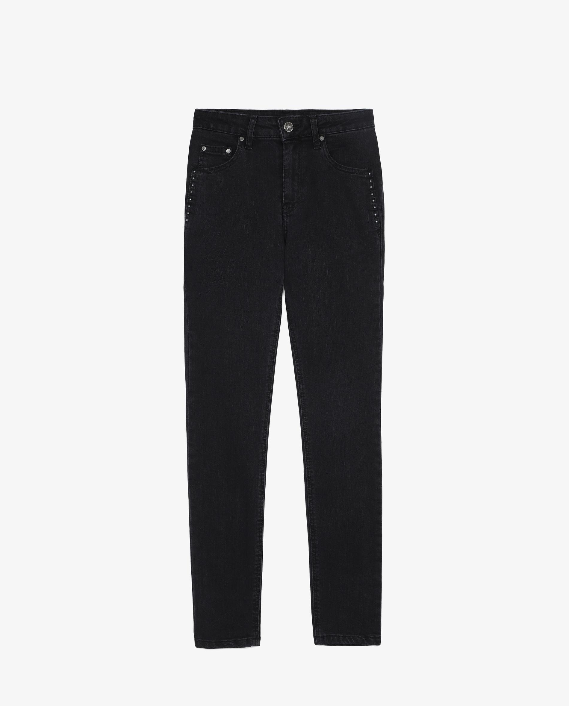 Jeans Skinny Slim com Tachas Pretos-4