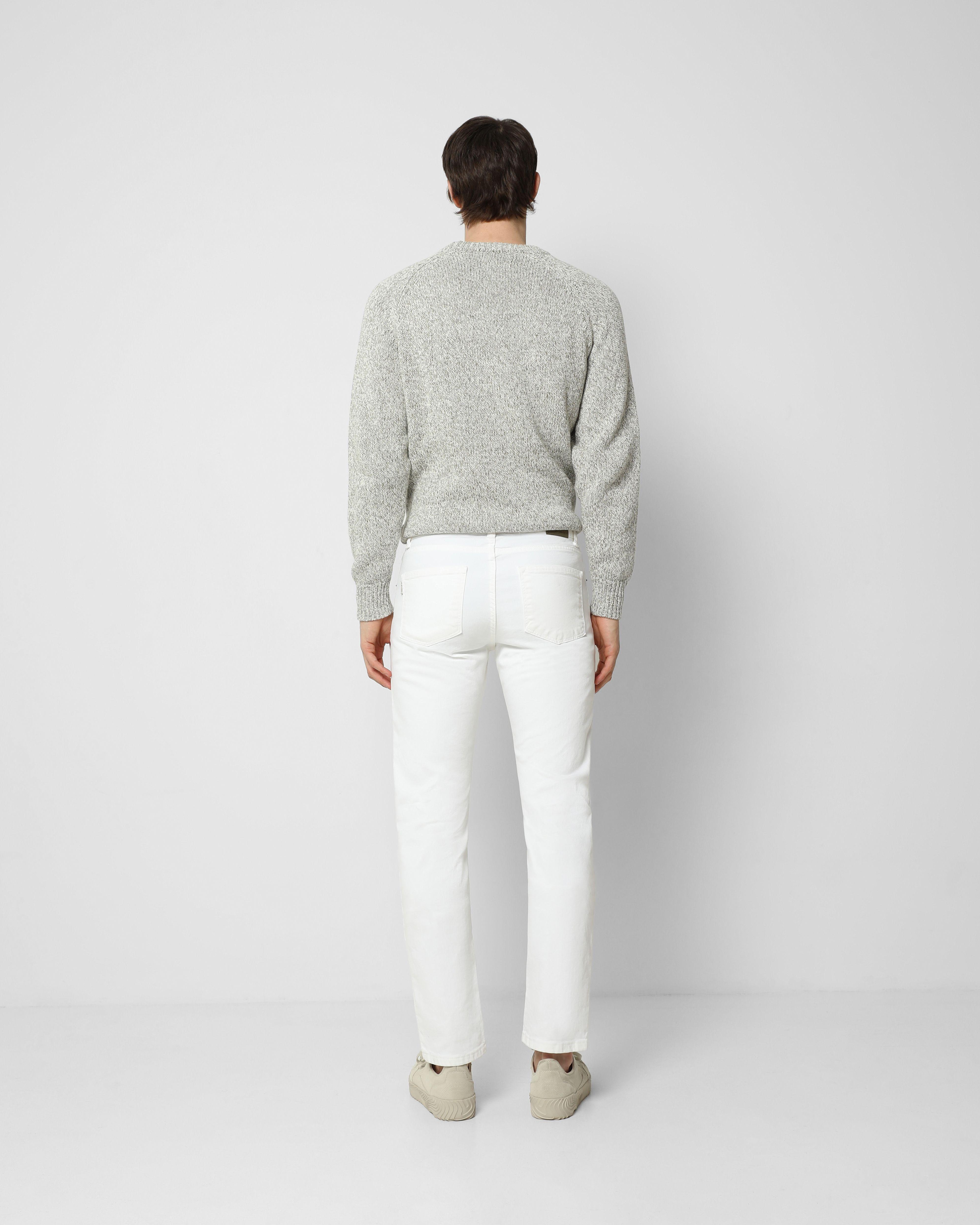 Jeans Slim de Algodão com Fecho Zip e Botão Branco-3