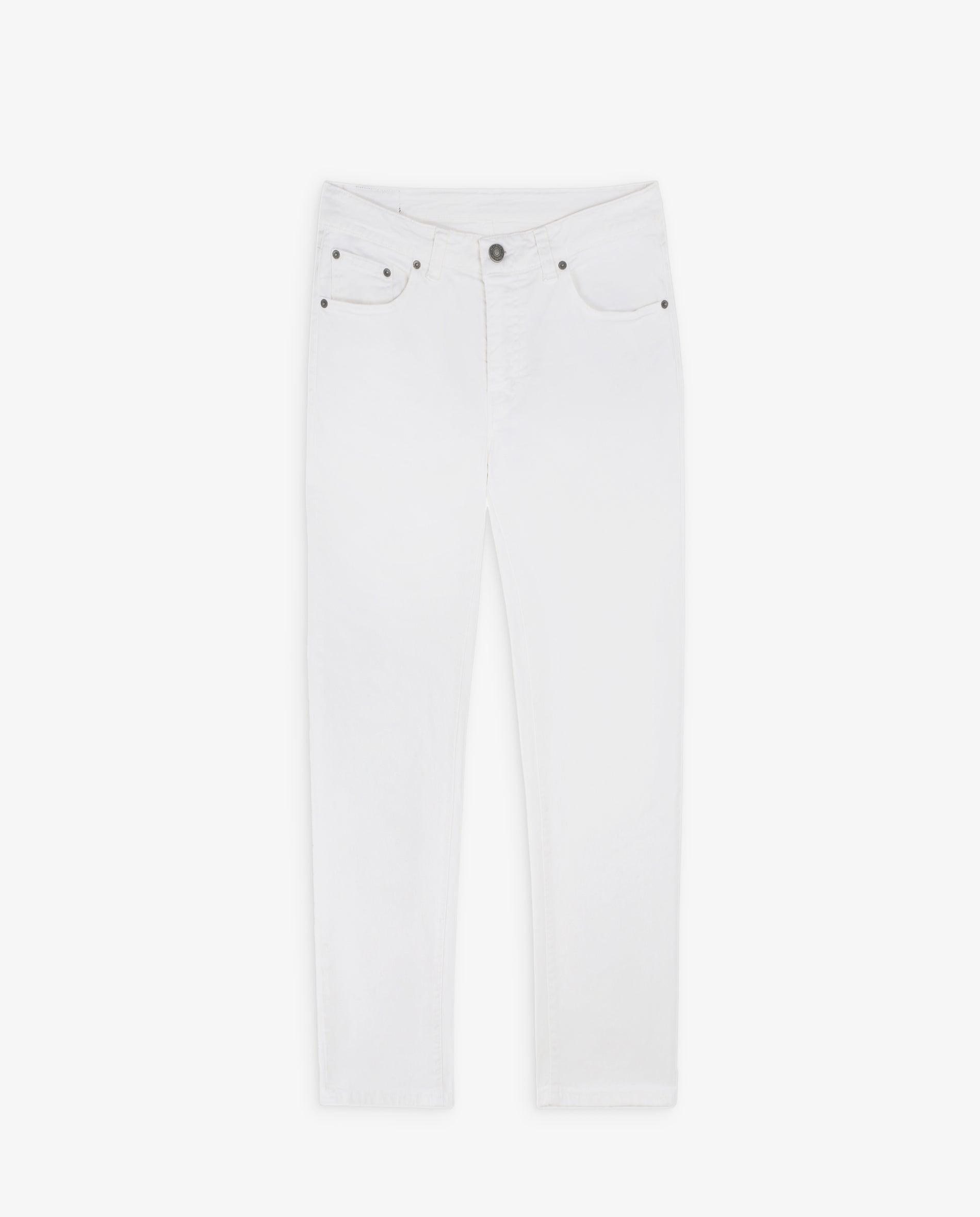 Jeans Slim de Algodão com Fecho Zip e Botão Branco-4