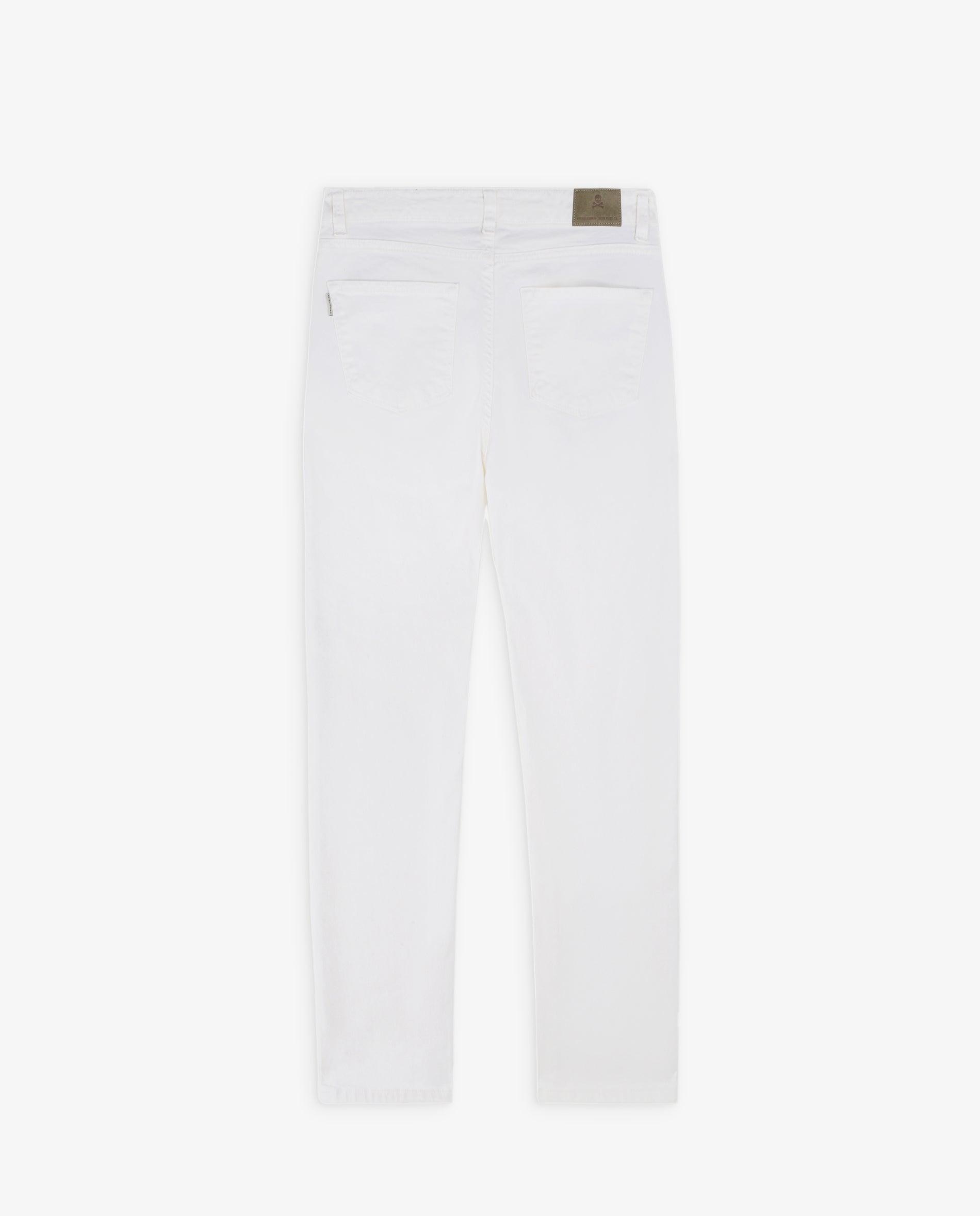 Jeans Slim de Algodão com Fecho Zip e Botão Branco-5