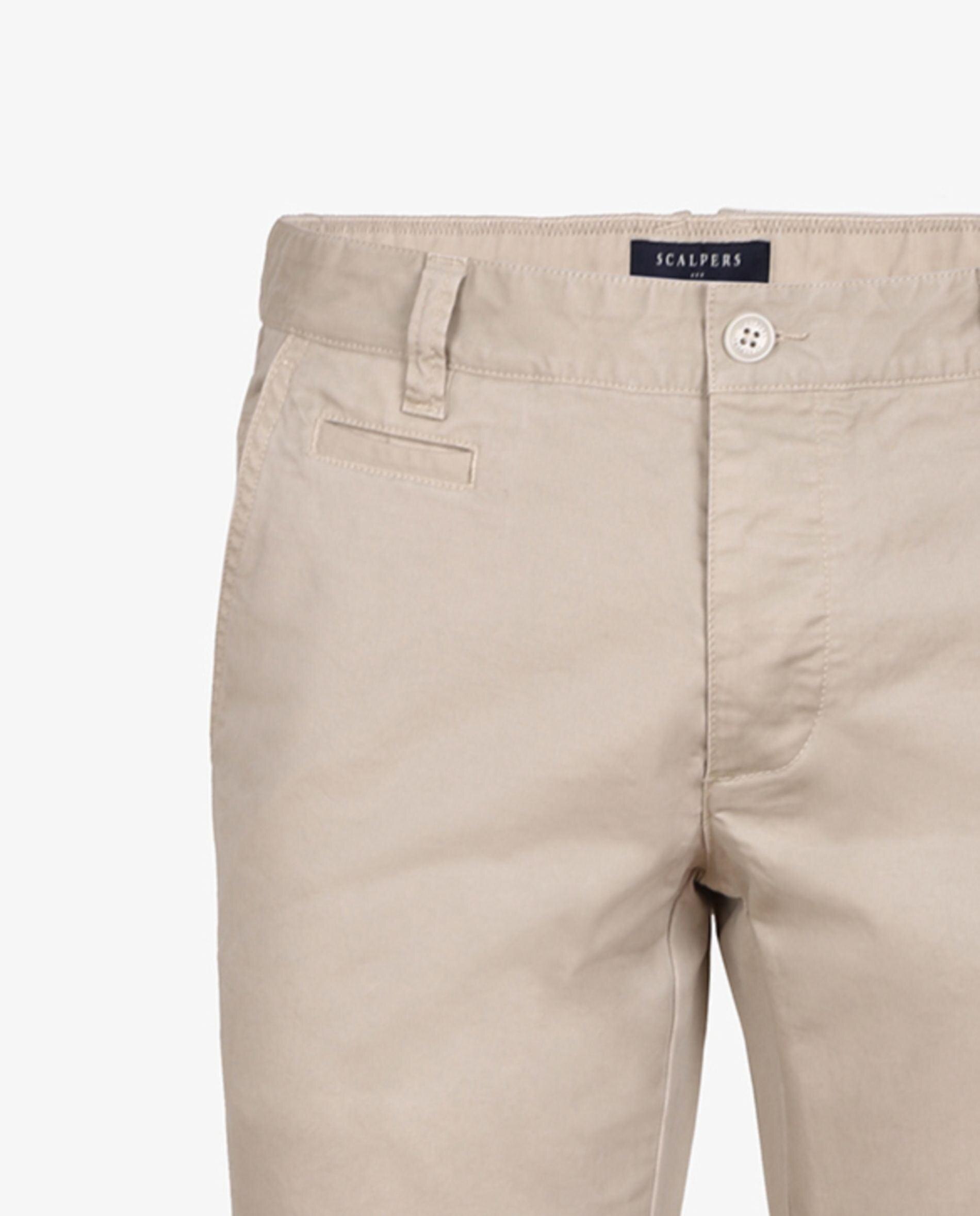Calças Chino Slim com Fecho de Botões Ocultos Bege-2