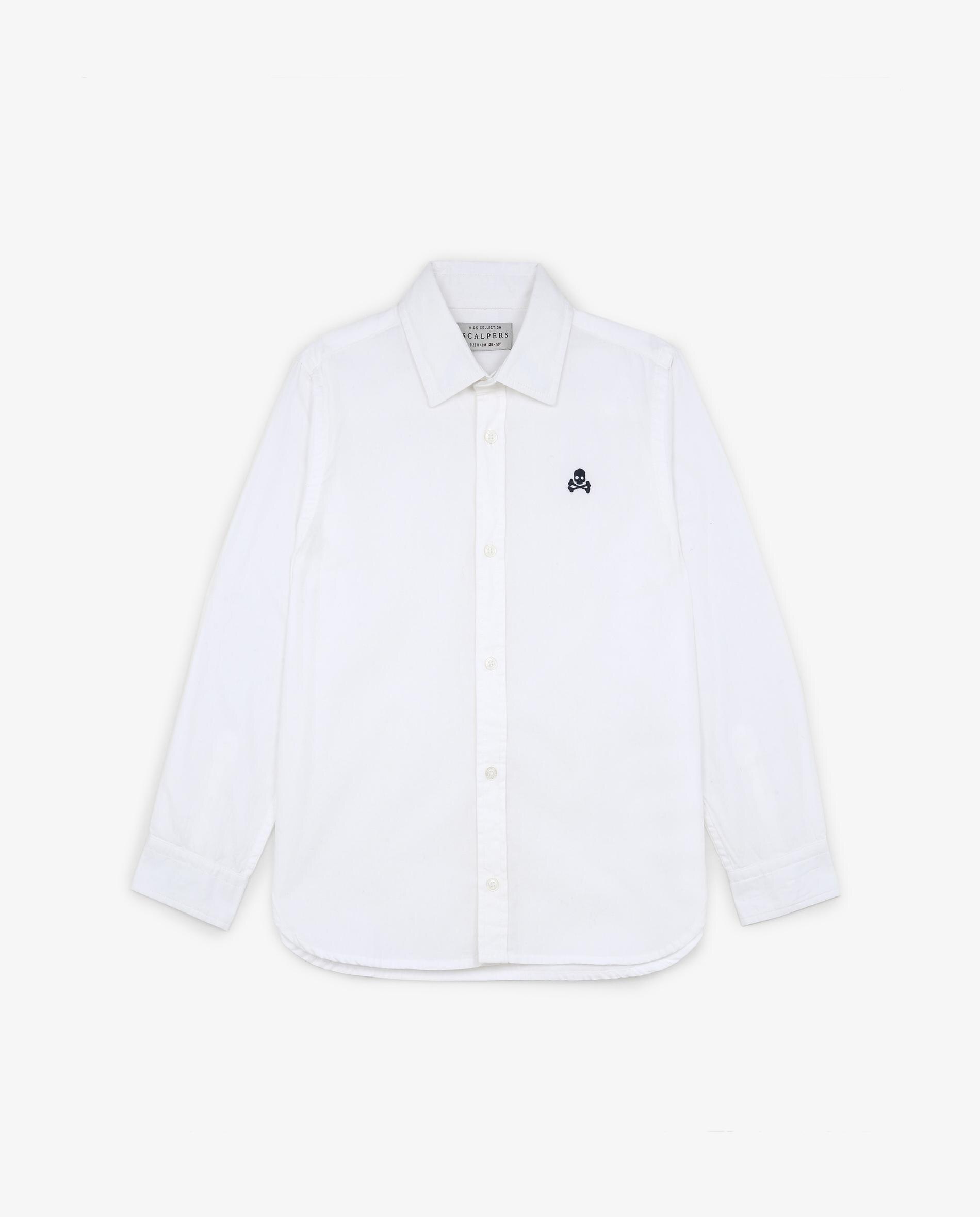 Camisa Infantil de Manga Comprida com Logo Bordado Scalpers Branco-4