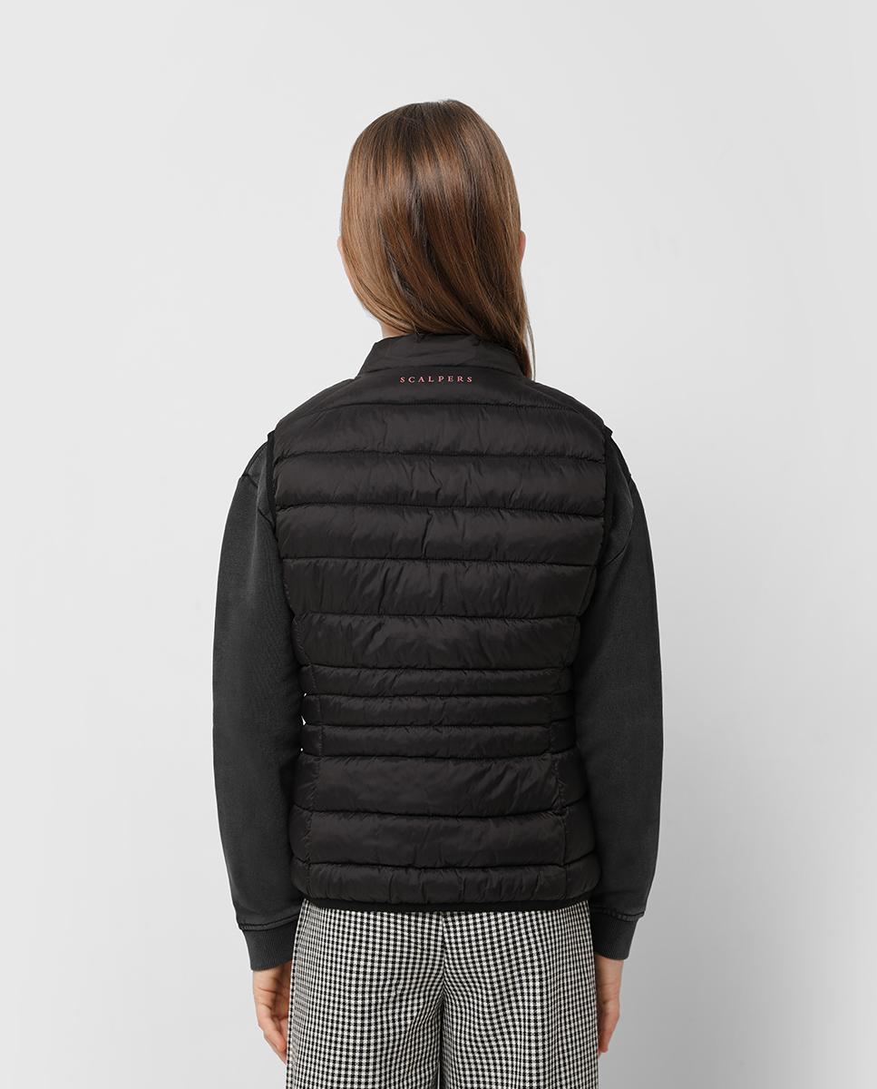 Colete Infantil Acolchoado com Fecho Zip Preto-2