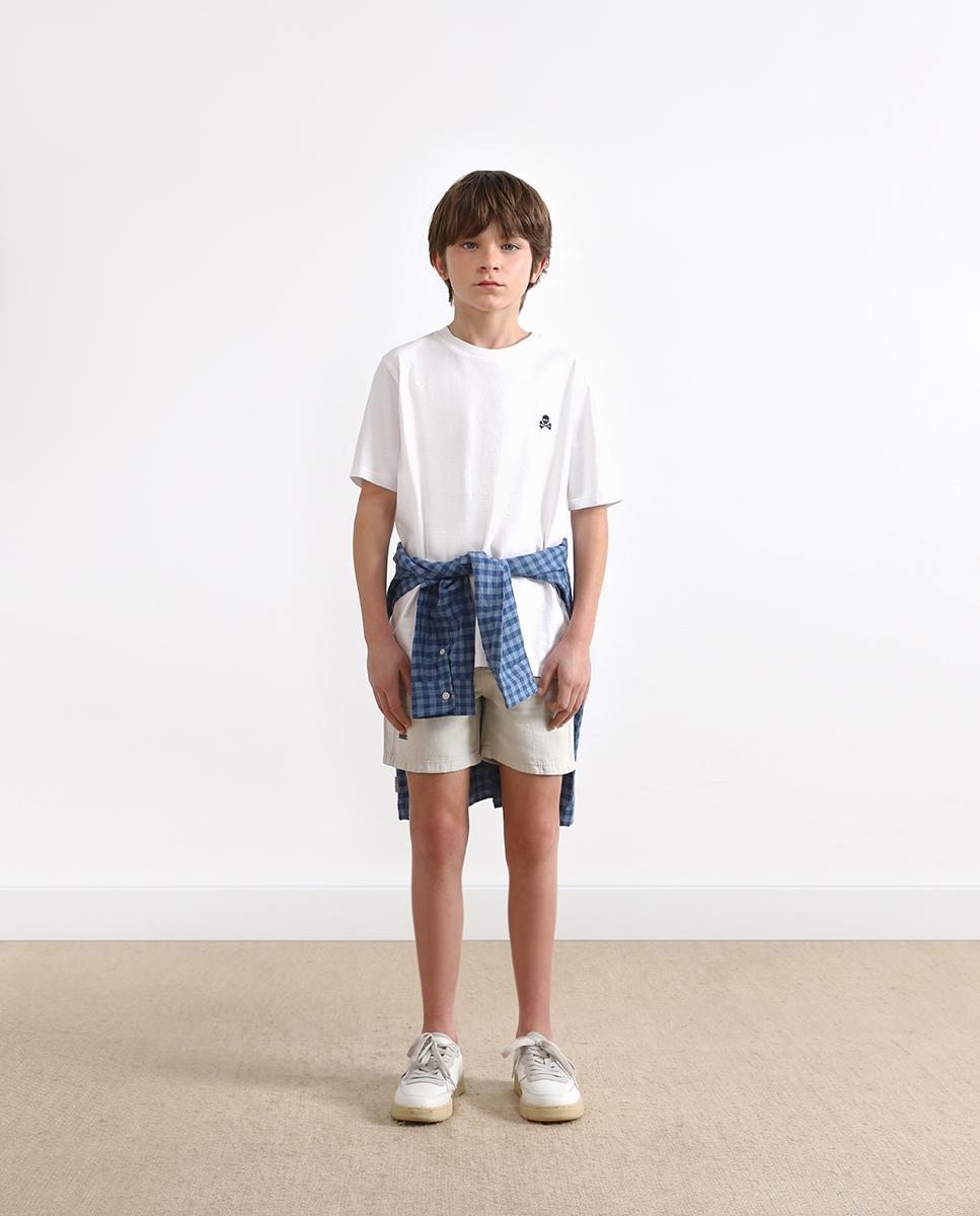 T-shirt Infantil de Manga Curta e Corte Clássico Branco-2