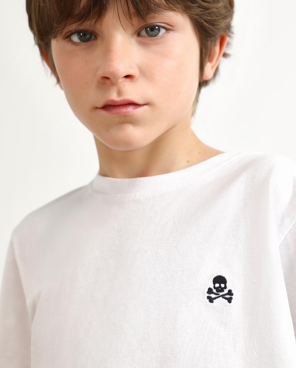 T-shirt Infantil de Manga Curta e Corte Clássico Branco-3