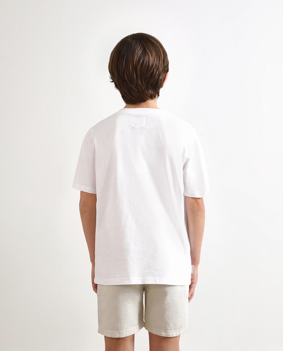 T-shirt Infantil de Manga Curta e Corte Clássico Branco-4