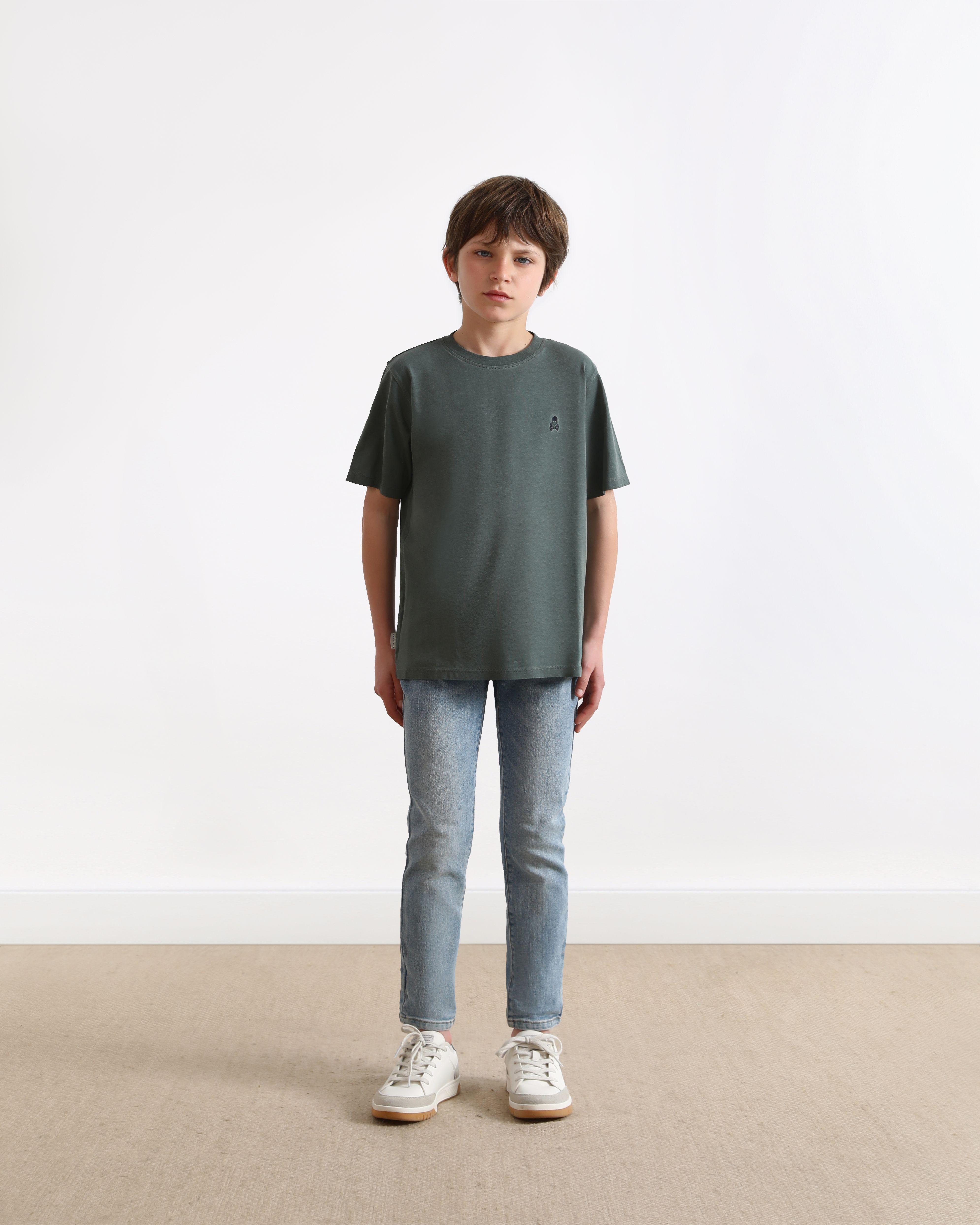 T-shirt Infantil de Manga Curta e Corte Clássico Scalpers Verde-escuro-1
