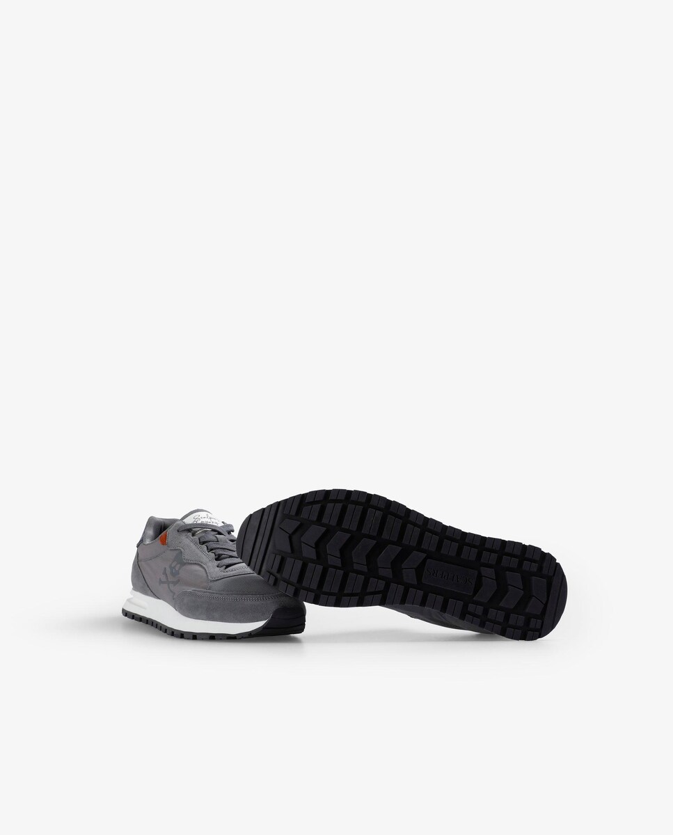 Sapatilhas Desportivas com Detalhe no Calcanhar e Fecho com Atacadores Cinzento / Azul-4