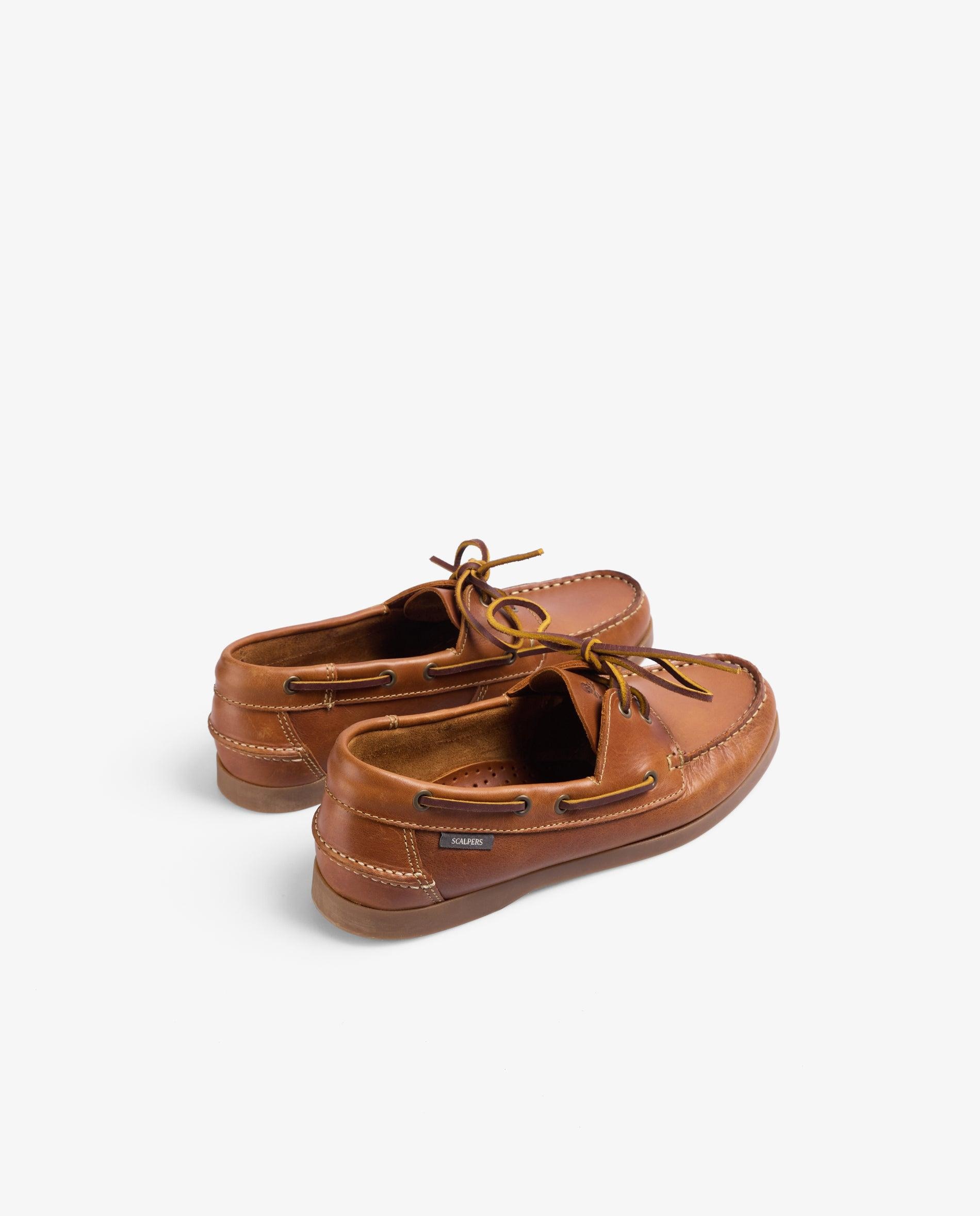 Náuticos de Pele com Cordões Castanho-claro-3