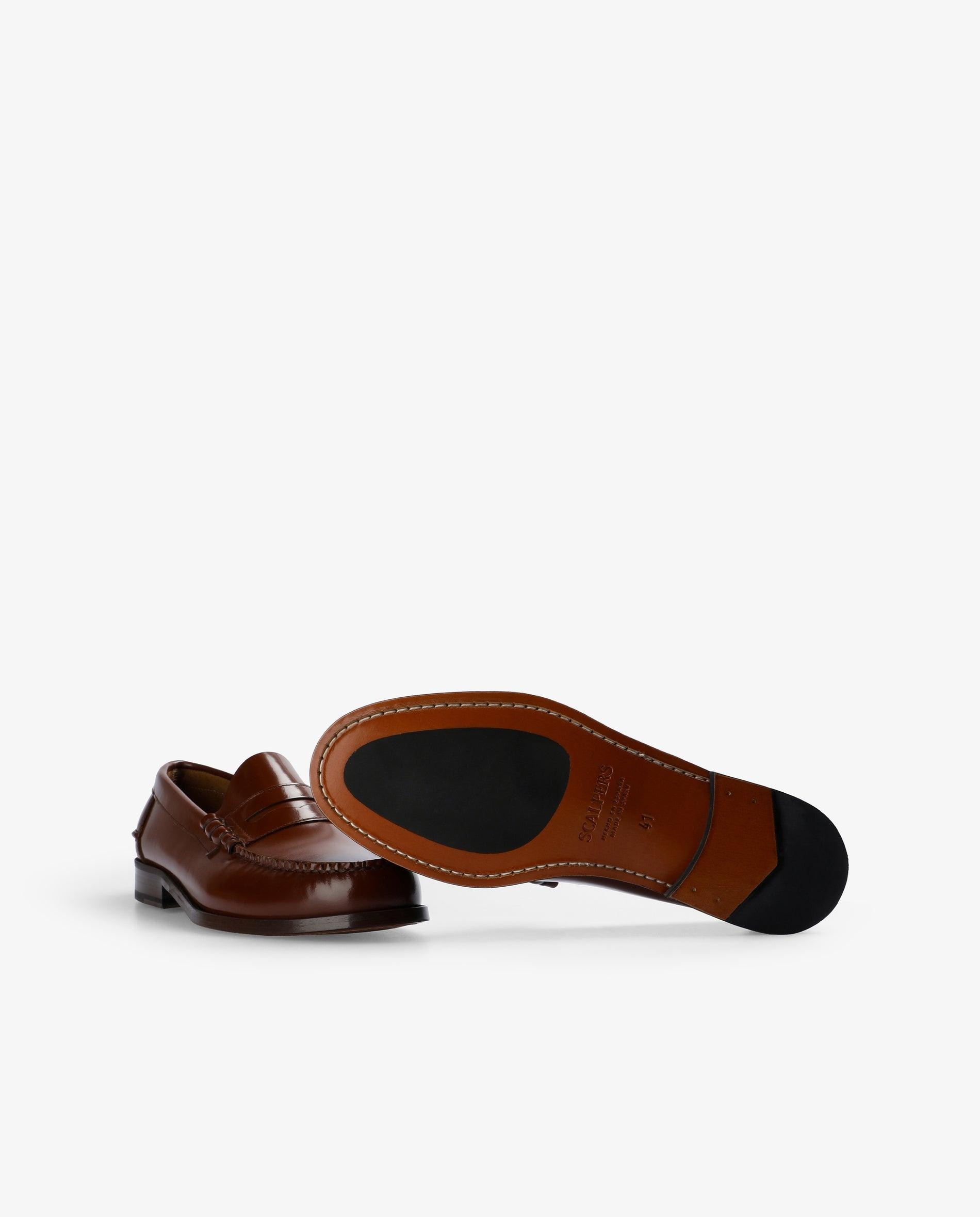 Mocassins de Pele Clássico Castanho-escuro-4