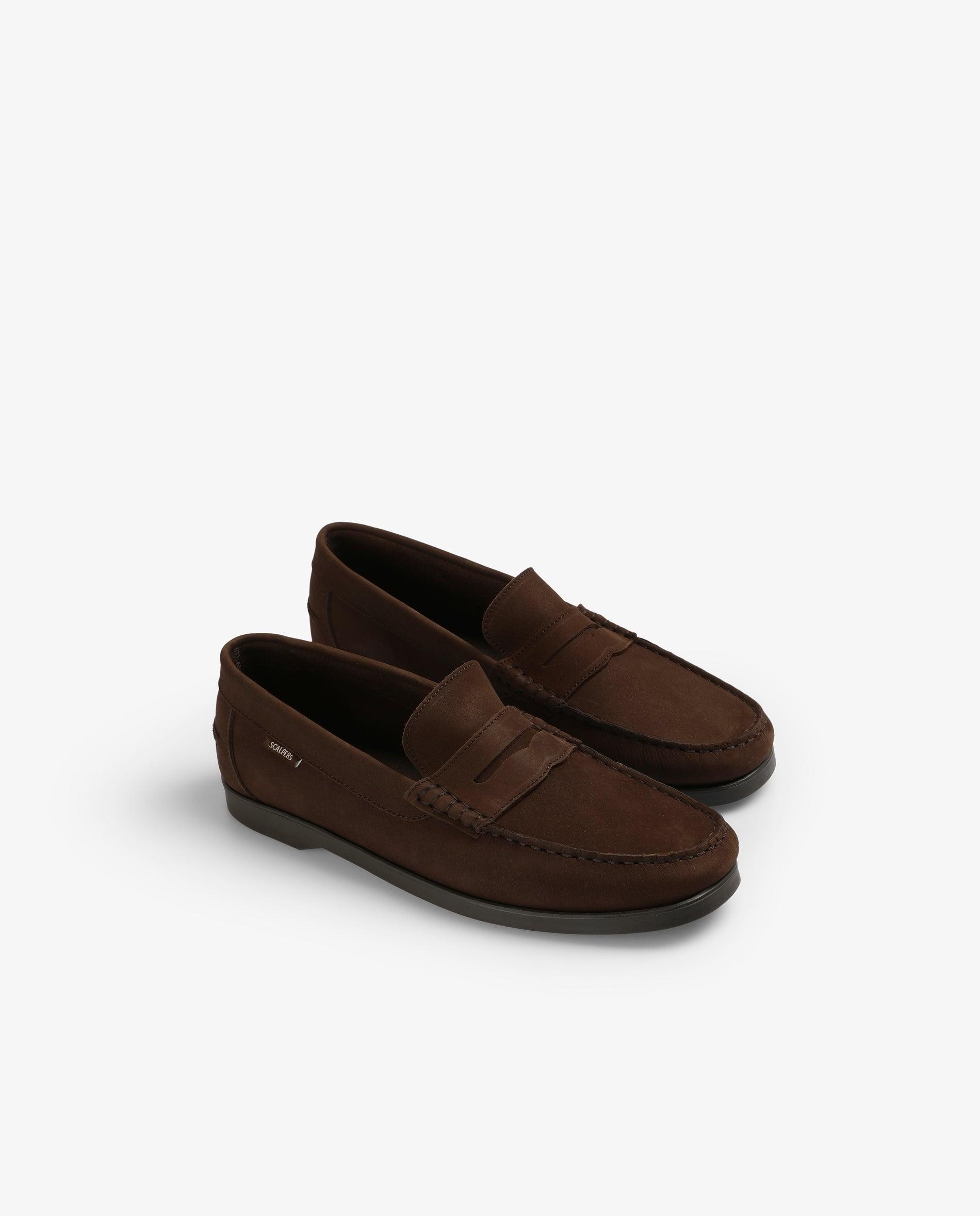 Mocassins de Pele com Logo Lateral Castanho-escuro-2