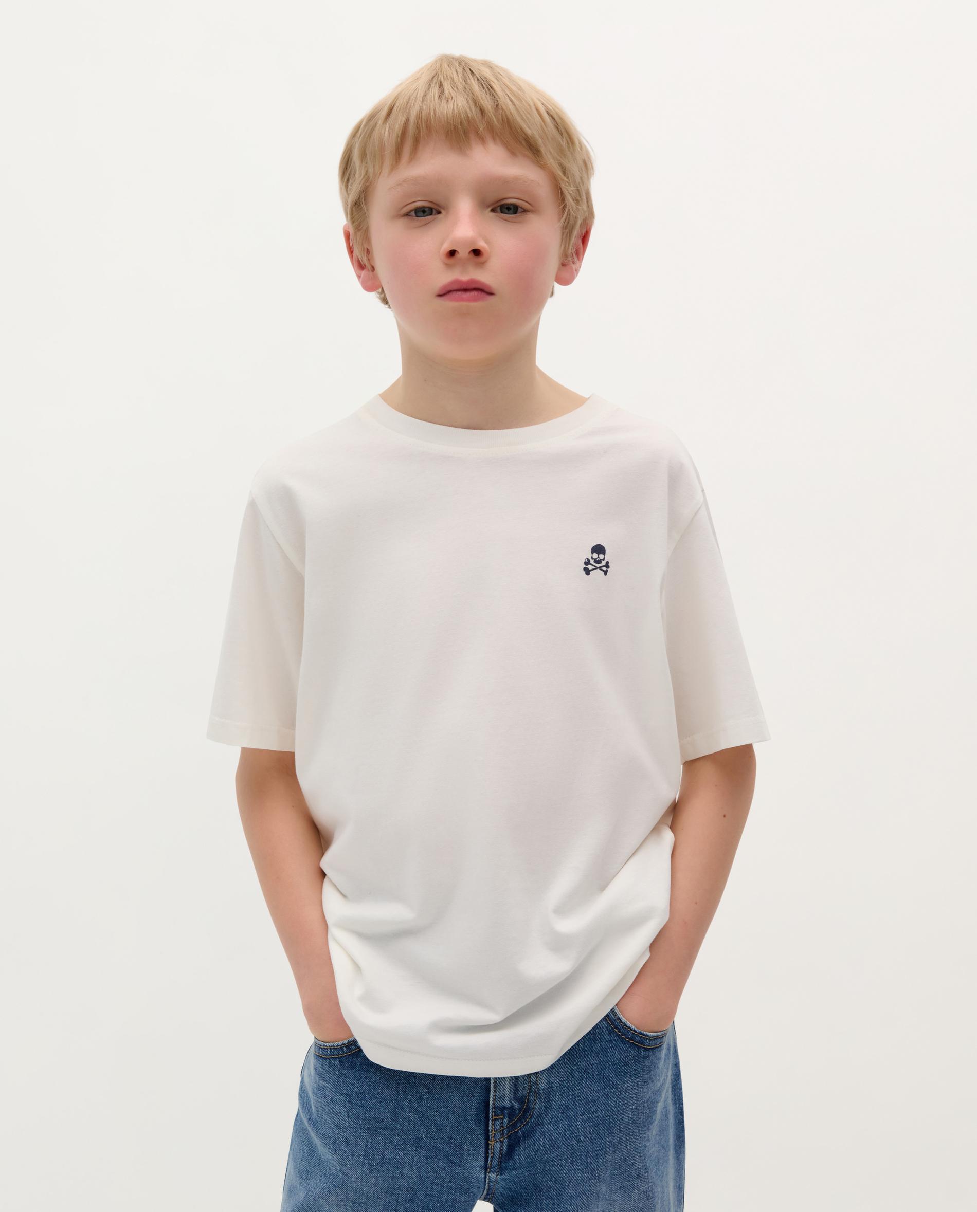 T-shirt Infantil de Algodão de Manga Curta Branco-1