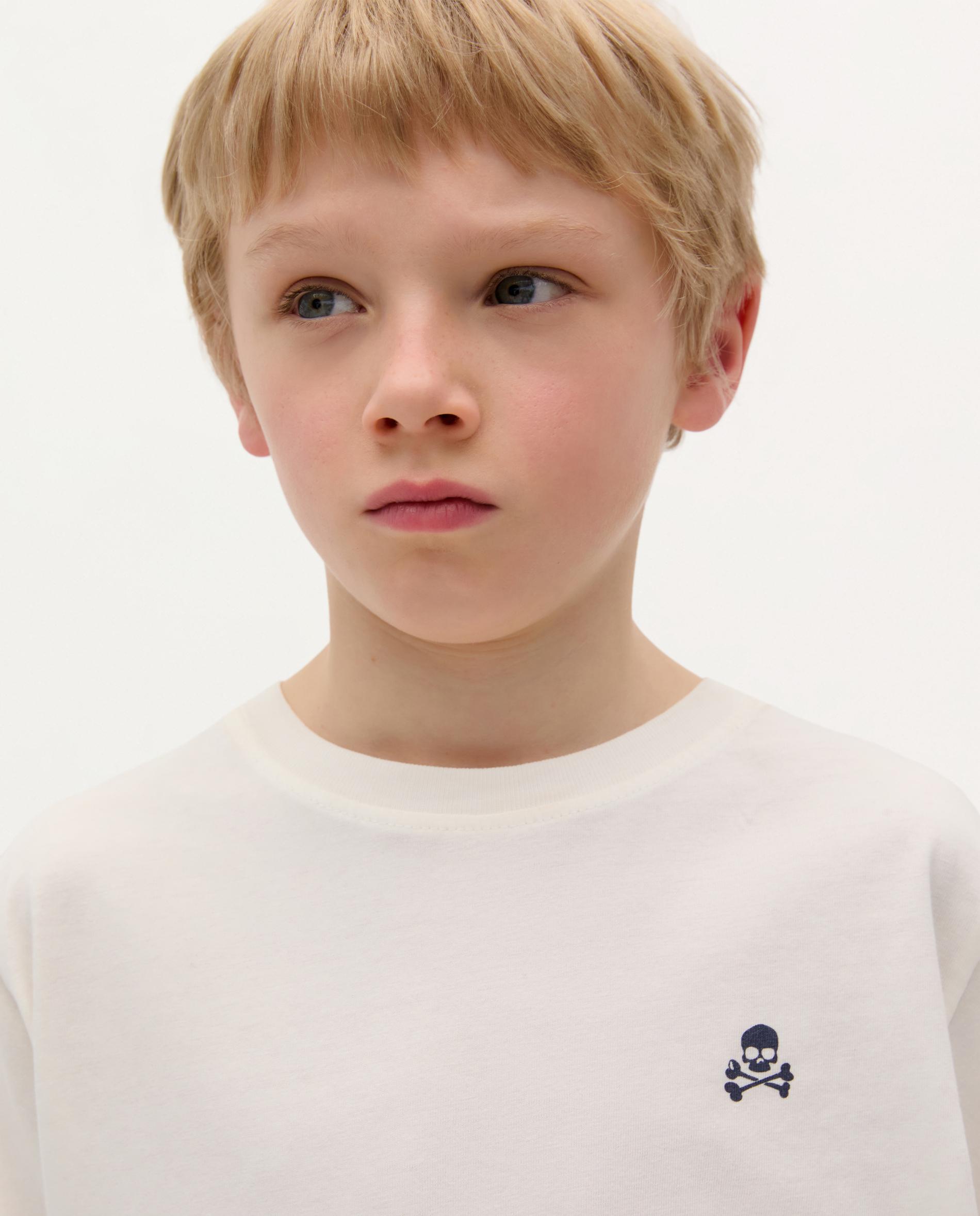 T-shirt Infantil de Algodão de Manga Curta Branco-3
