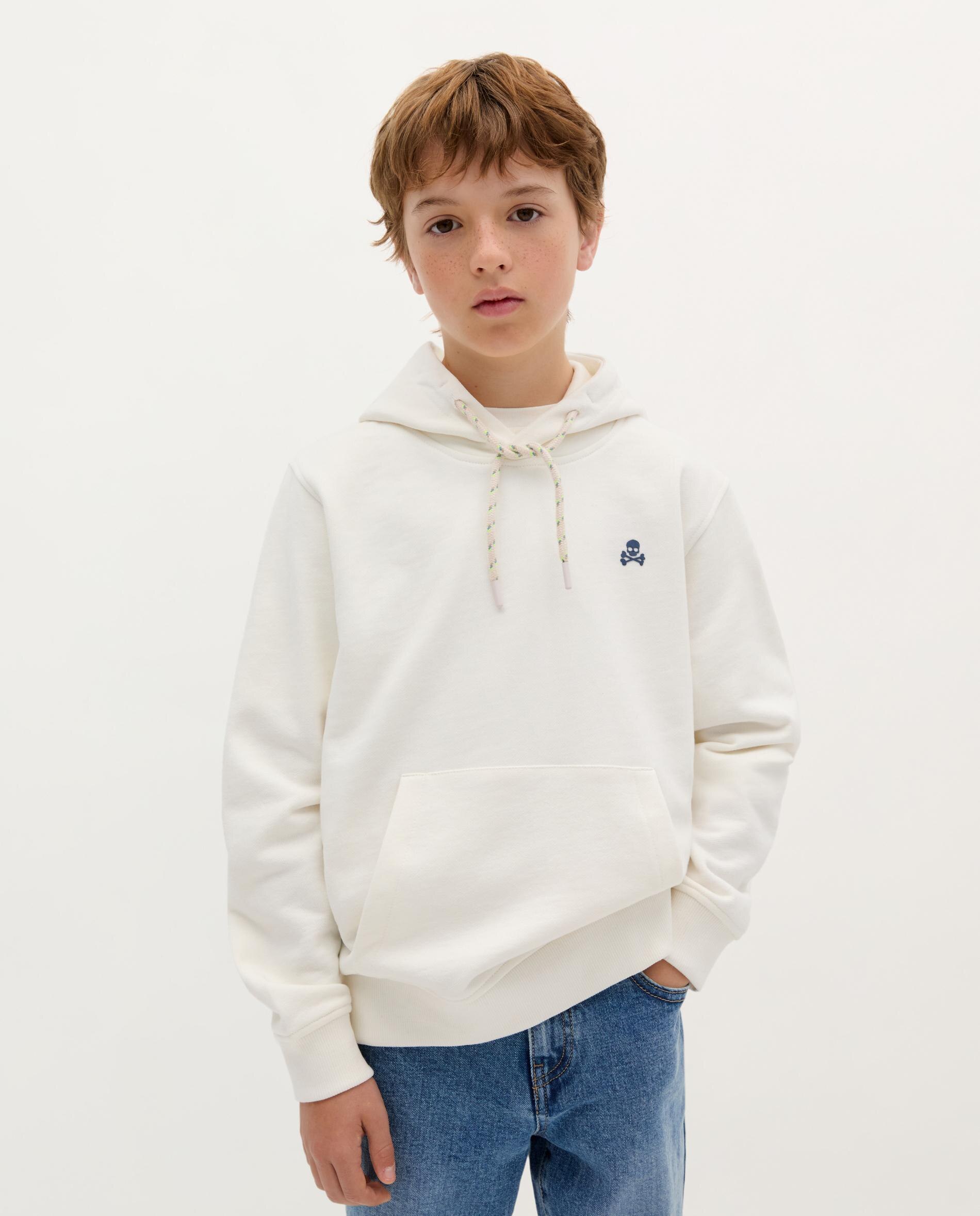 Sweatshirt Infantil de Algodão com Capuz Branco-1
