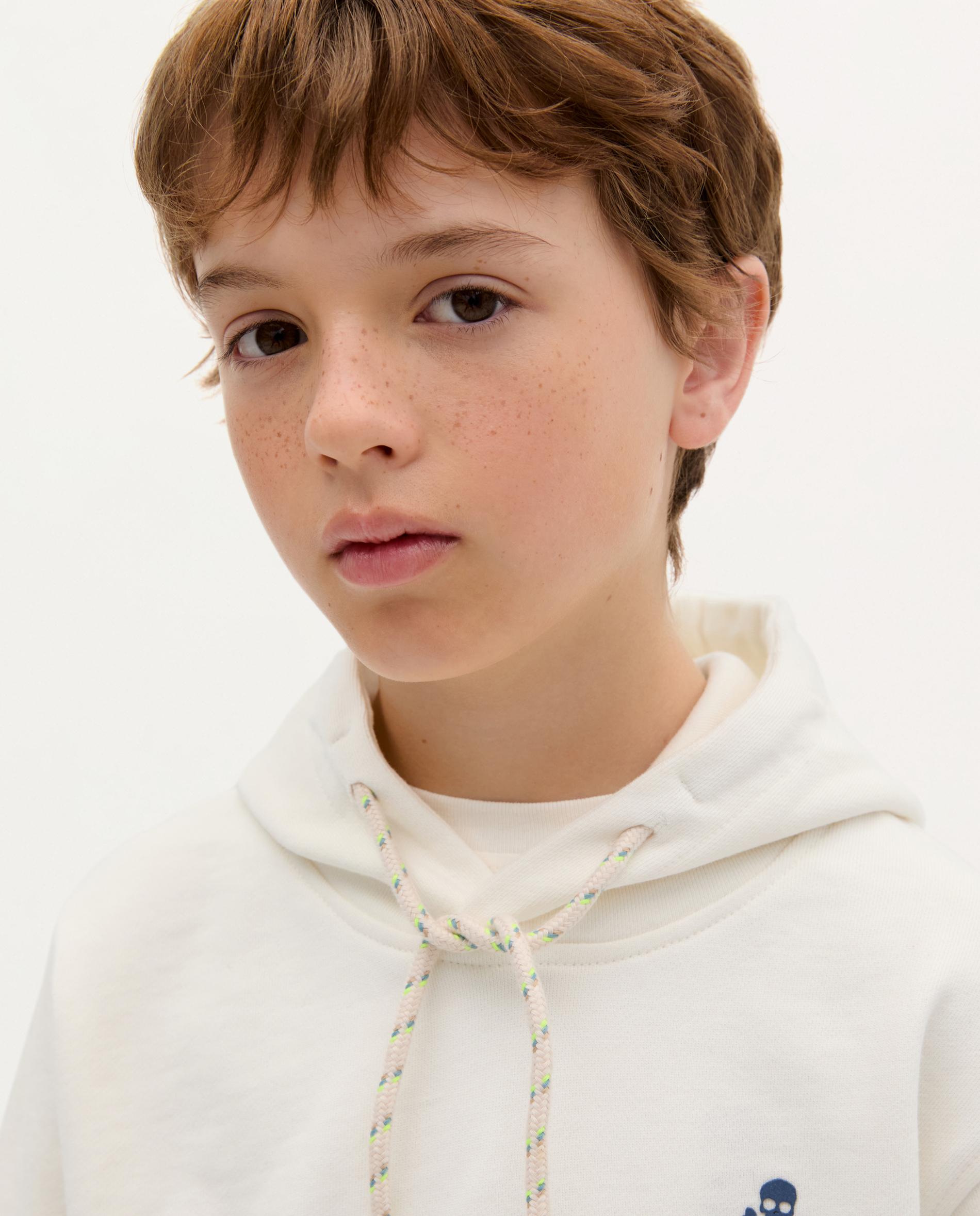 Sweatshirt Infantil de Algodão com Capuz Branco-3