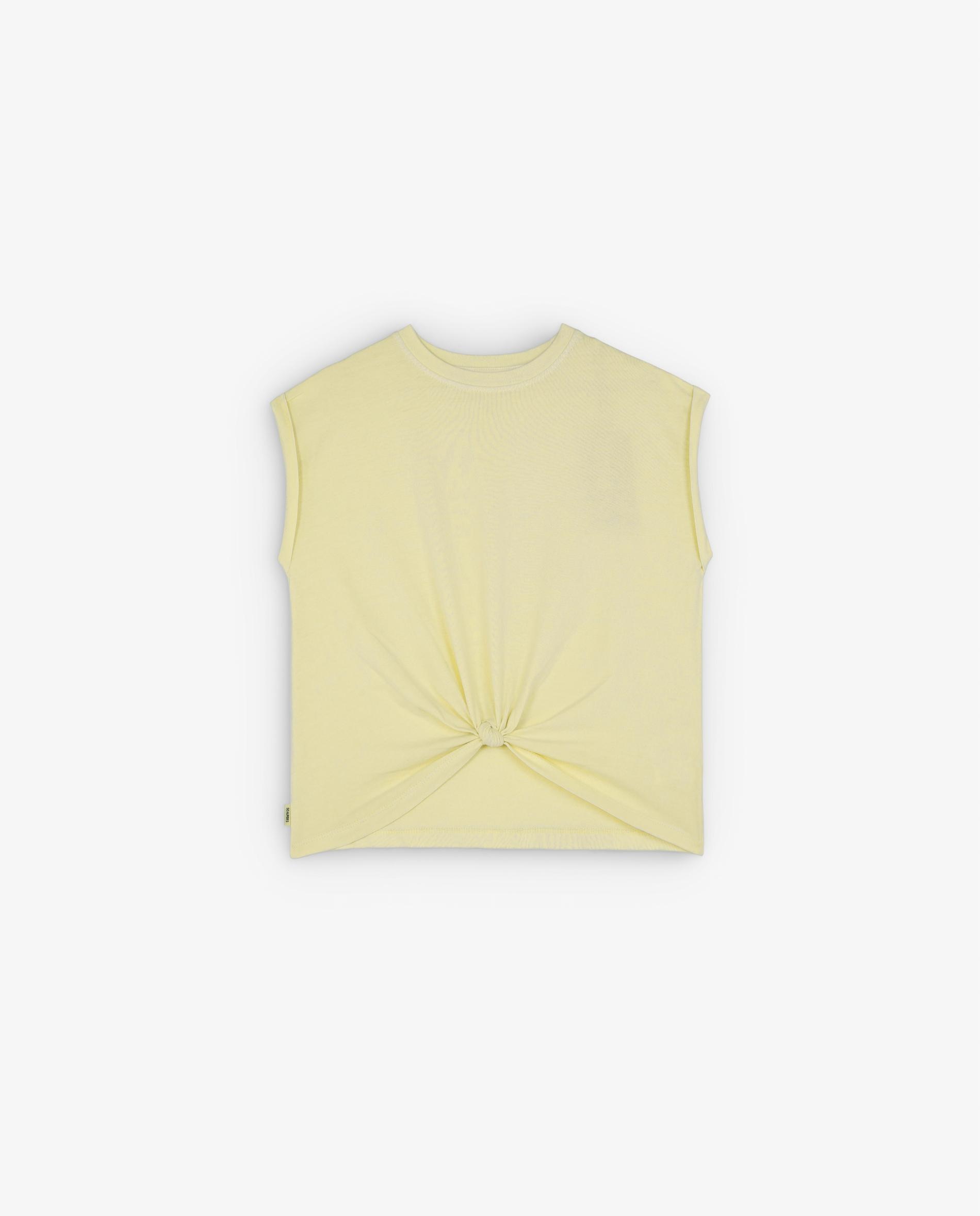 T-shirt Infantil de Algodão com Detalhe de Nó Amarelo-4