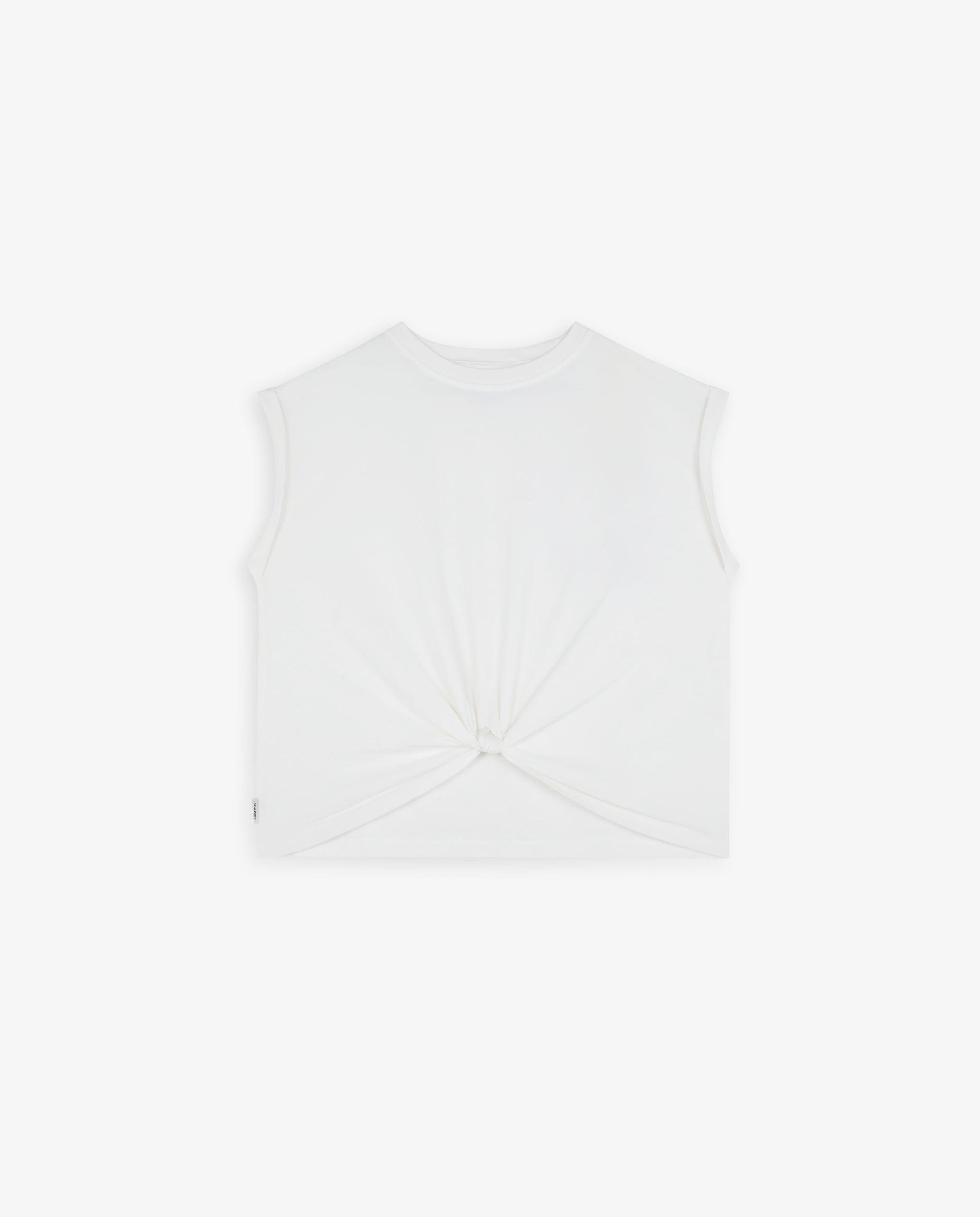 T-shirt Infantil de Algodão com Detalhe de Nó Branco-1
