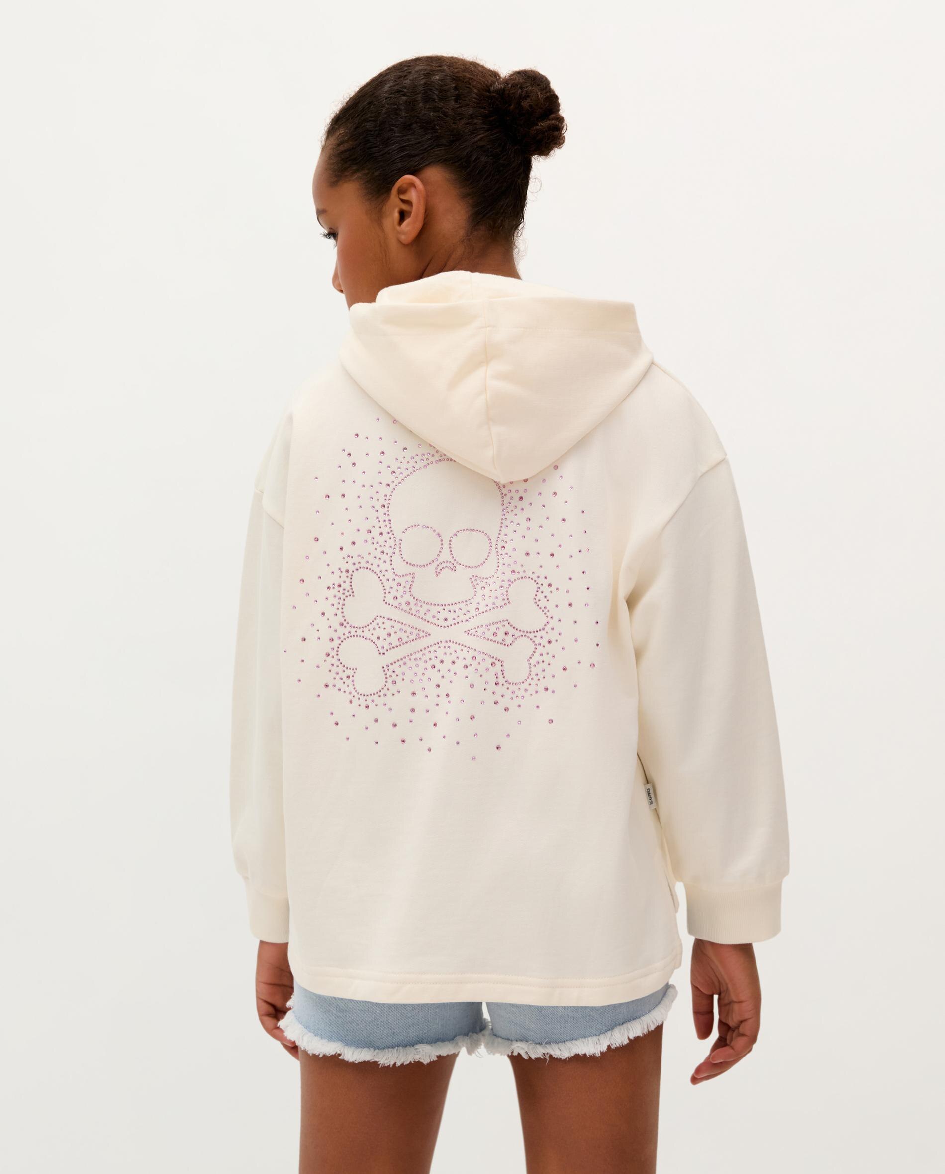 Sweatshirt Infantil de Algodão com Fecho Zip e Capuz Scalpers Branco-2
