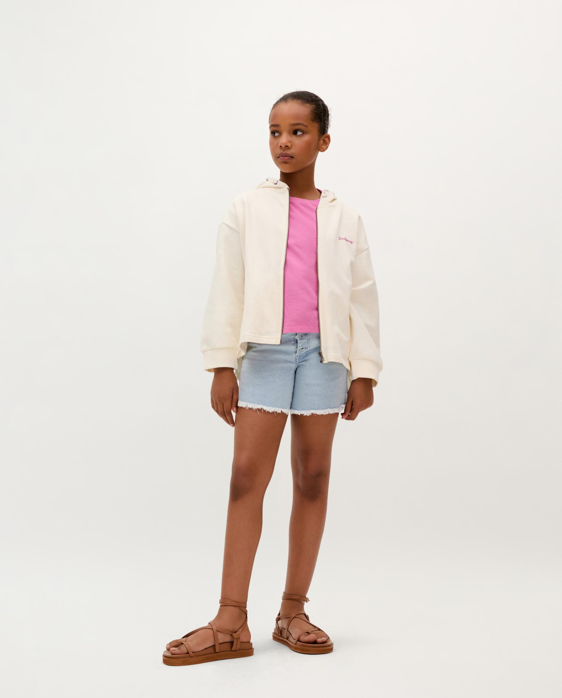 Sweatshirt Infantil de Algodão com Fecho Zip e Capuz Scalpers Branco-3