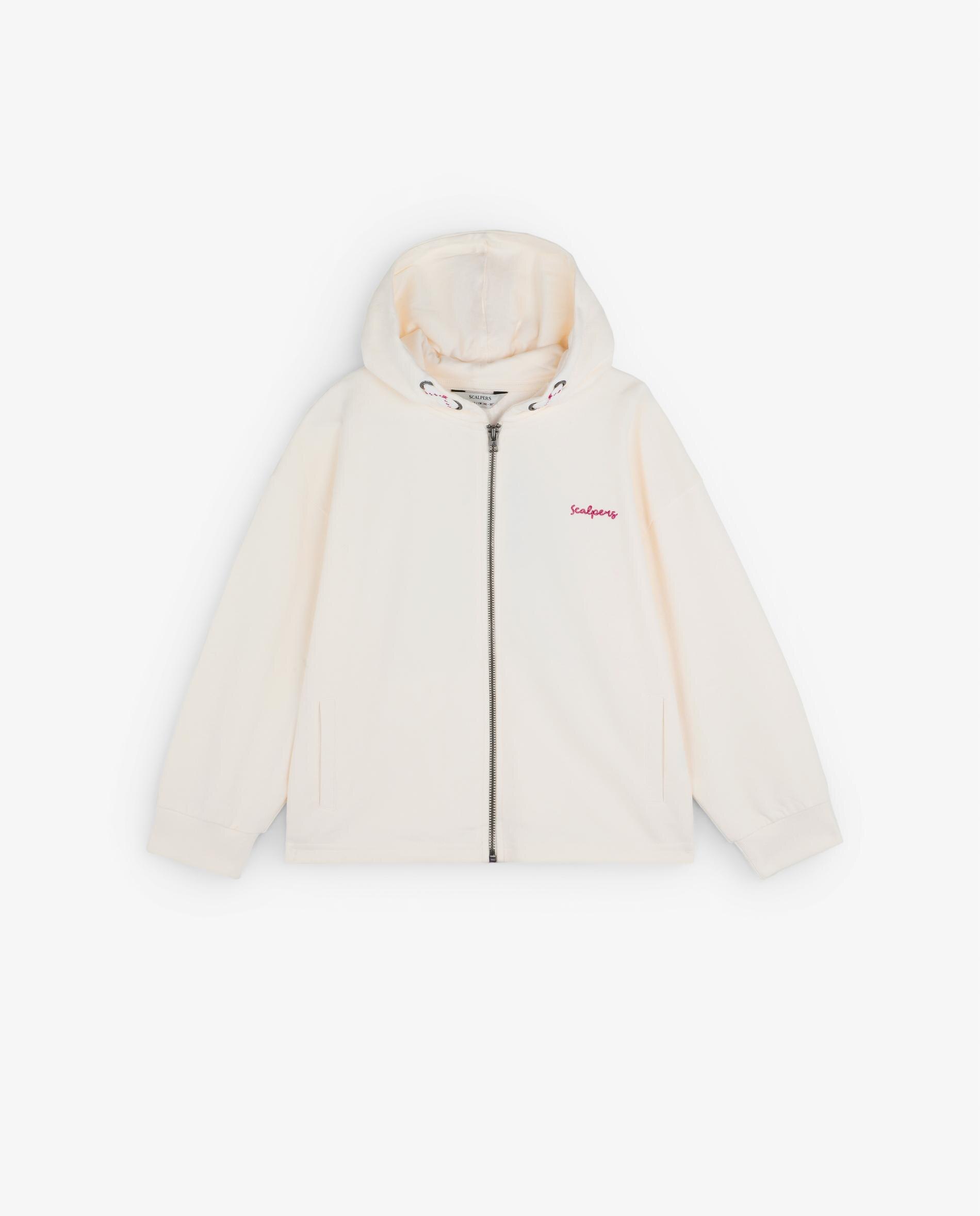 Sweatshirt Infantil de Algodão com Fecho Zip e Capuz Scalpers Branco-4
