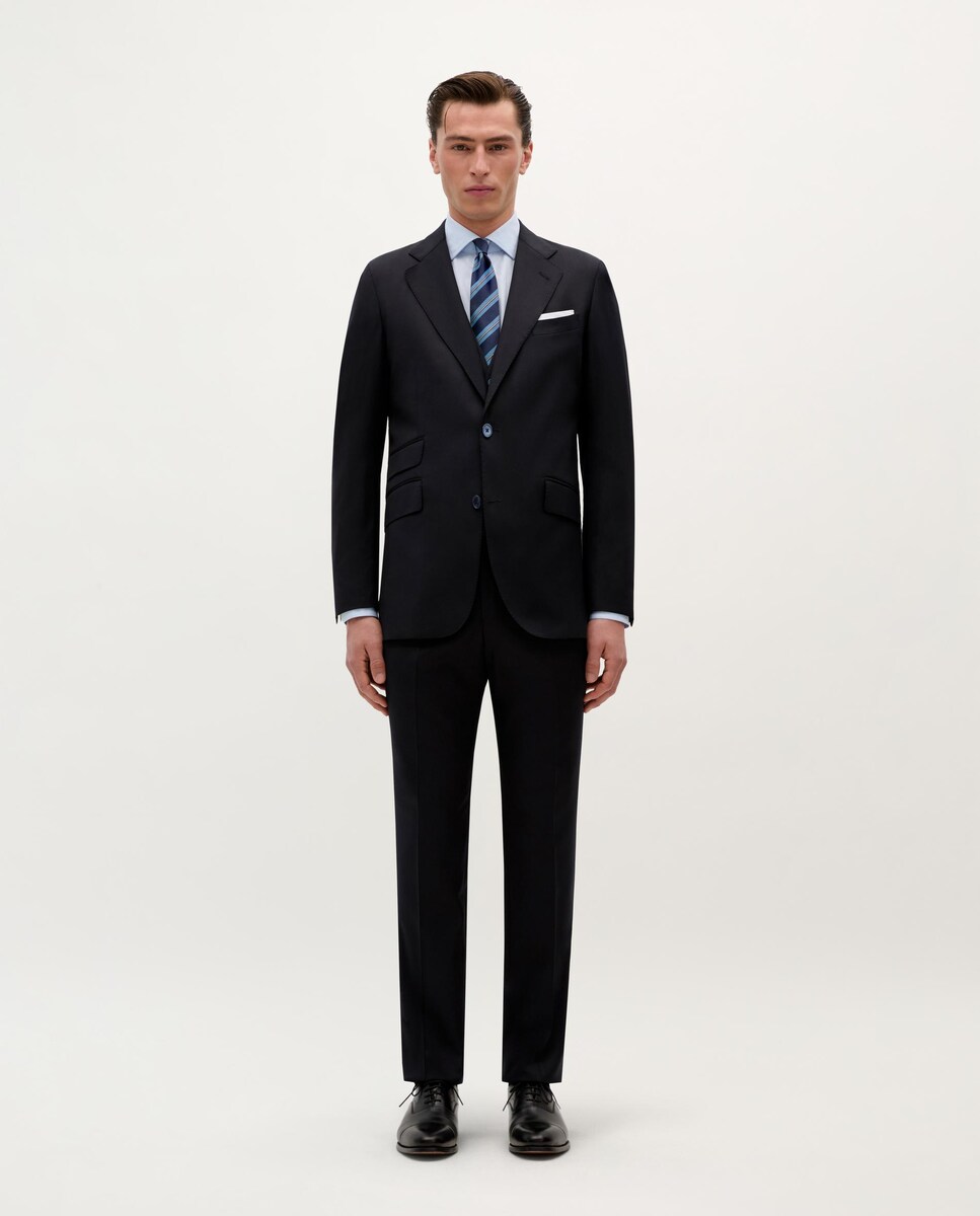 Blazer Corte Regular Fit de Lã Azul-marinho-3