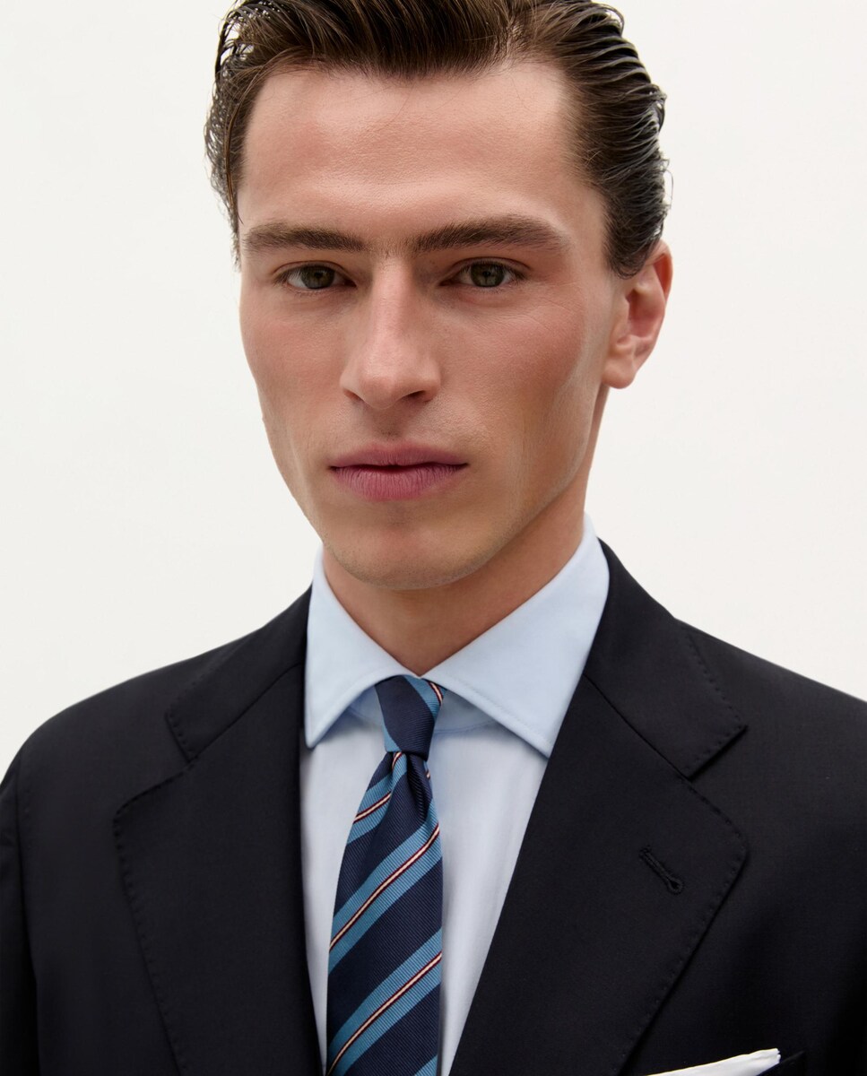 Blazer Corte Regular Fit de Lã Azul-marinho-4