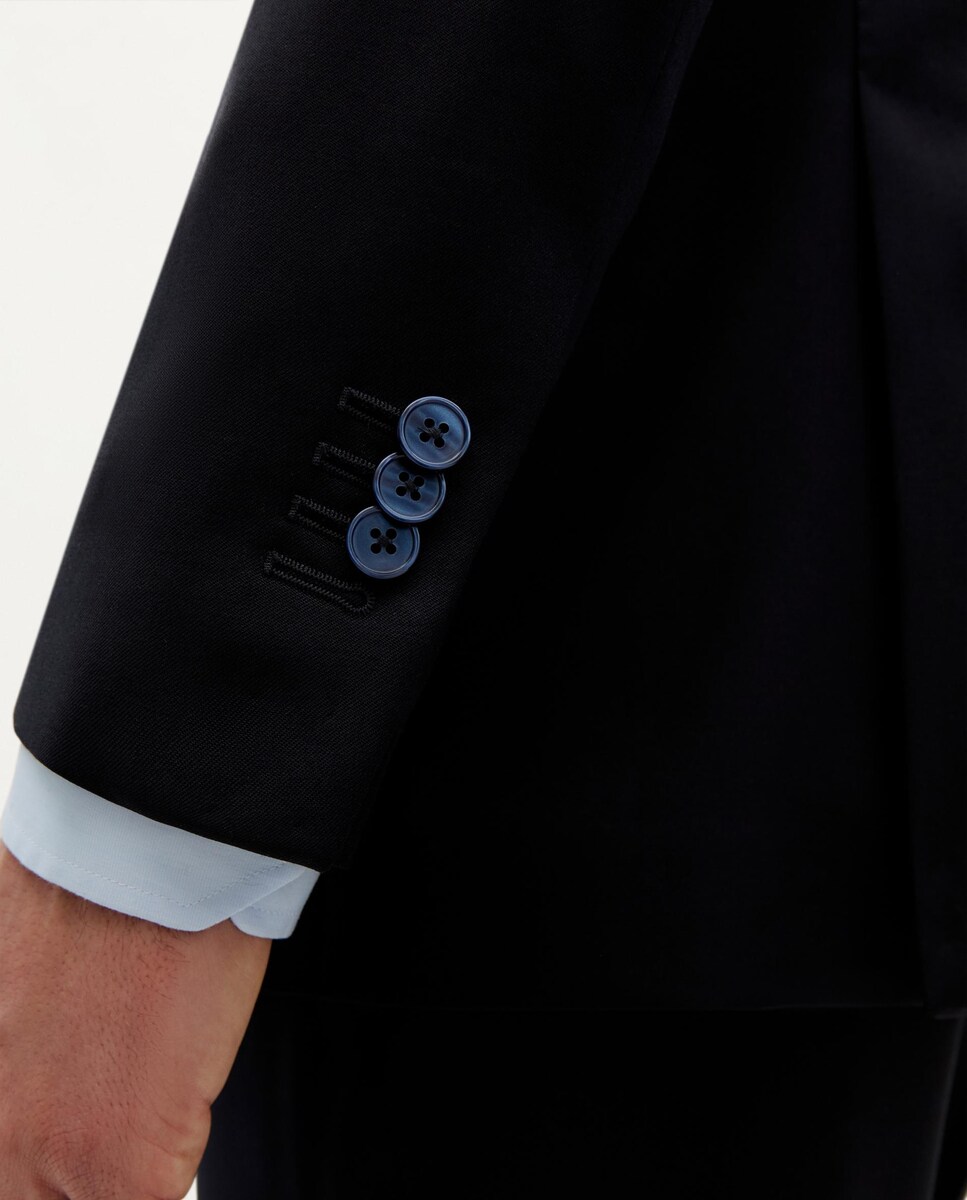 Blazer Corte Regular Fit de Lã Azul-marinho-6