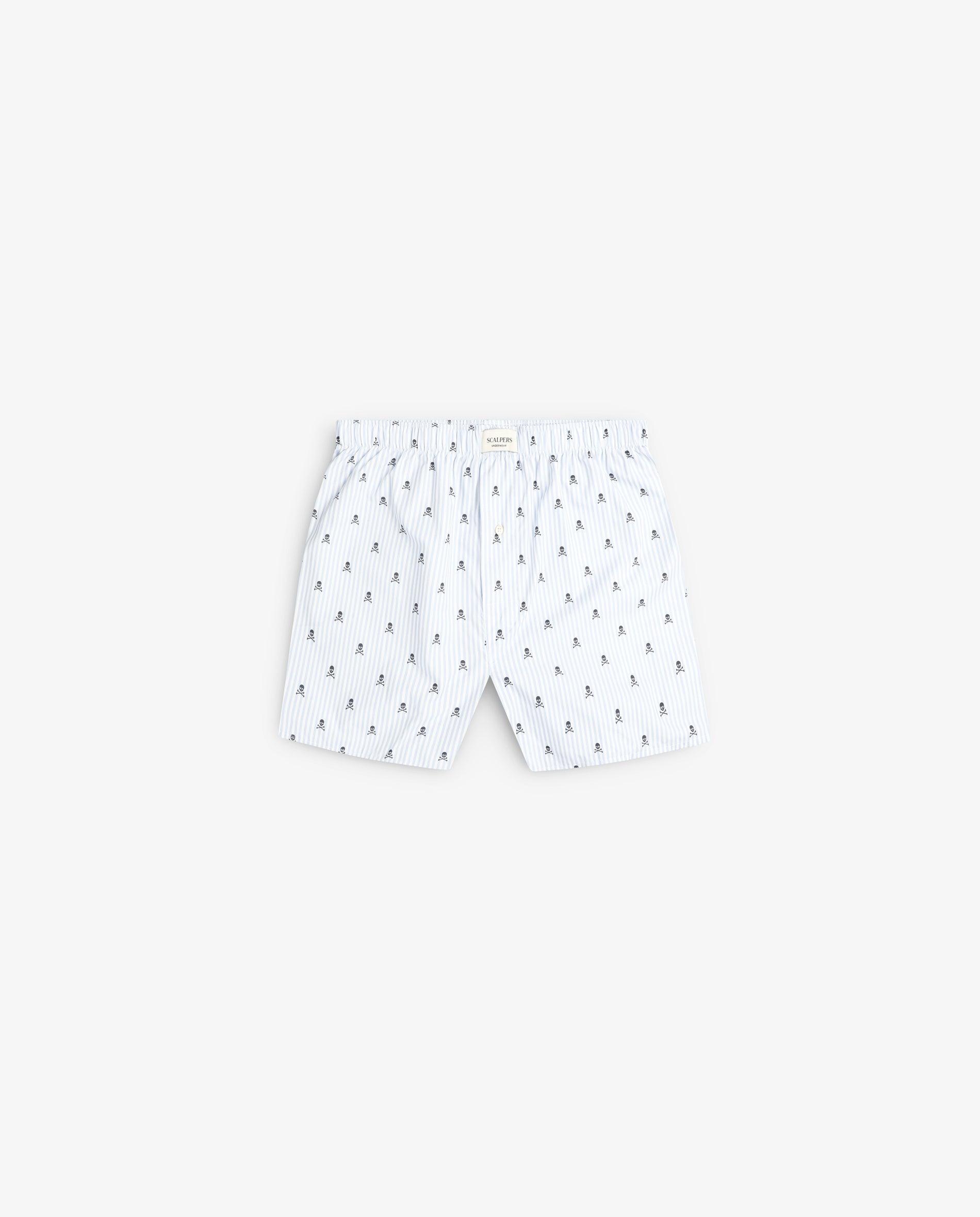 Imagem 0 de Bóxer de Tecido com Padrão Às Riscas e Caveiras All Over