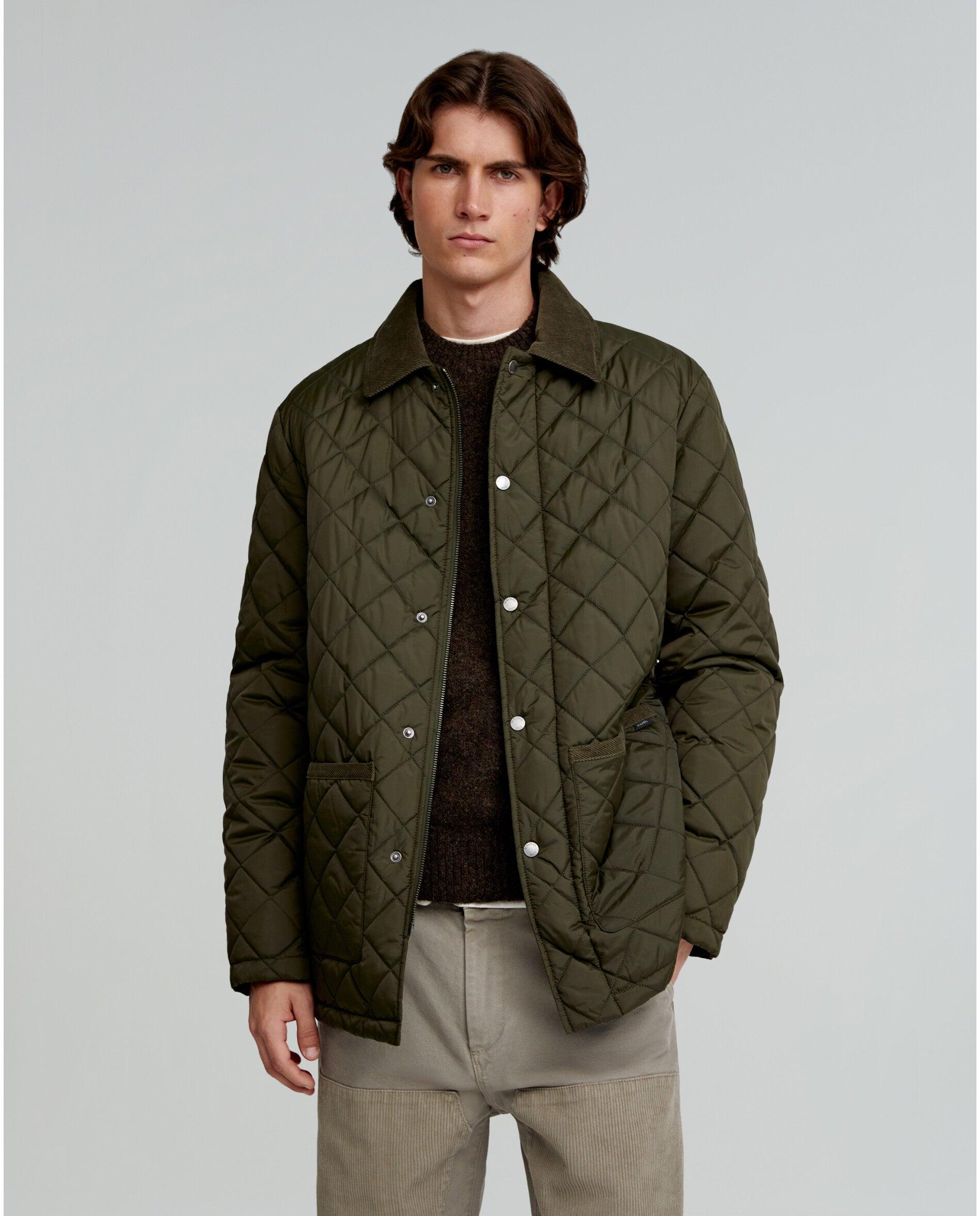 Casaco Acolchoado com Gola de Bombazina Verde-militar-1