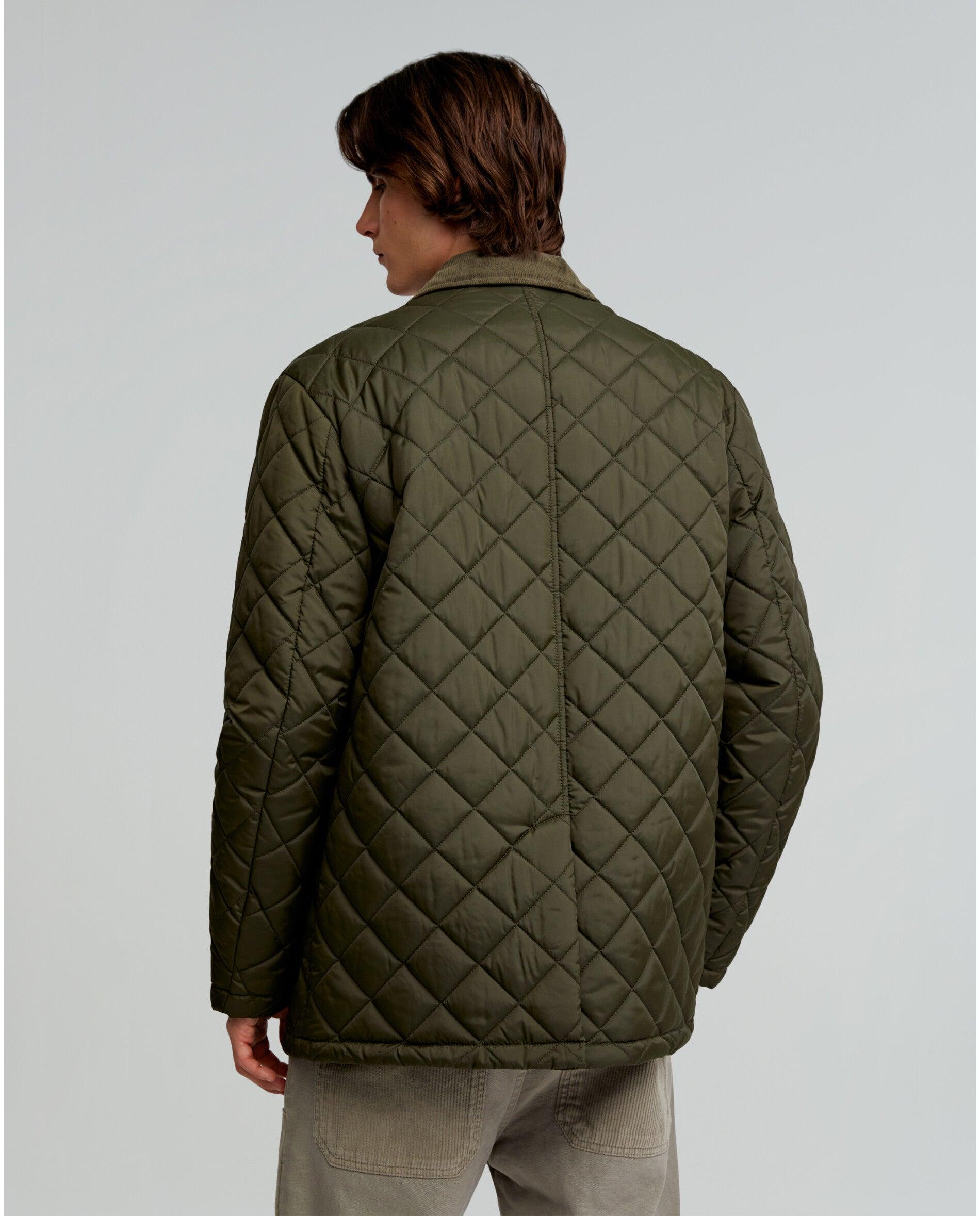 Casaco Acolchoado com Gola de Bombazina Verde-militar-5