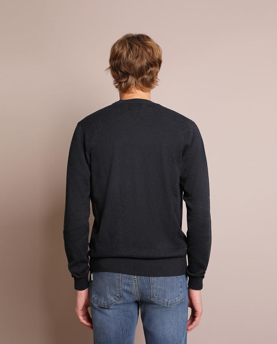 Cardigan com Gola em V e Fecho de Botões Azul-marinho-2
