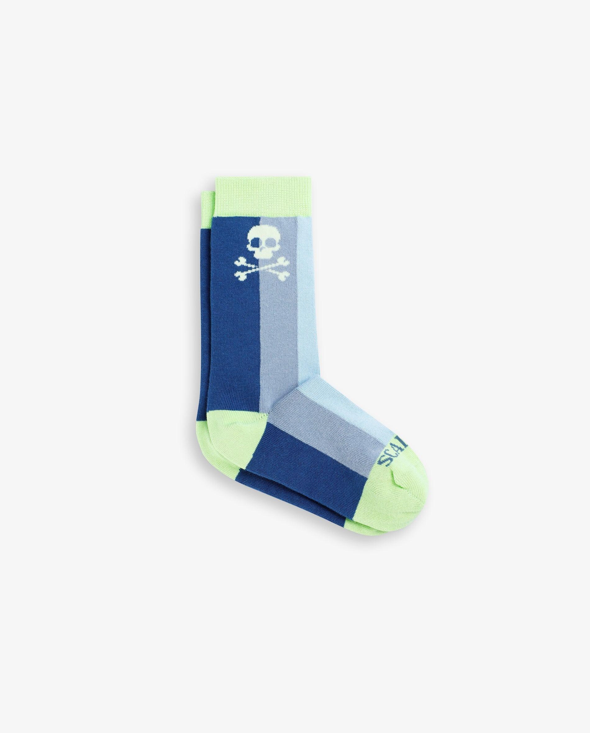 Meias Infantil de Cano Médio às Riscas Azul-1