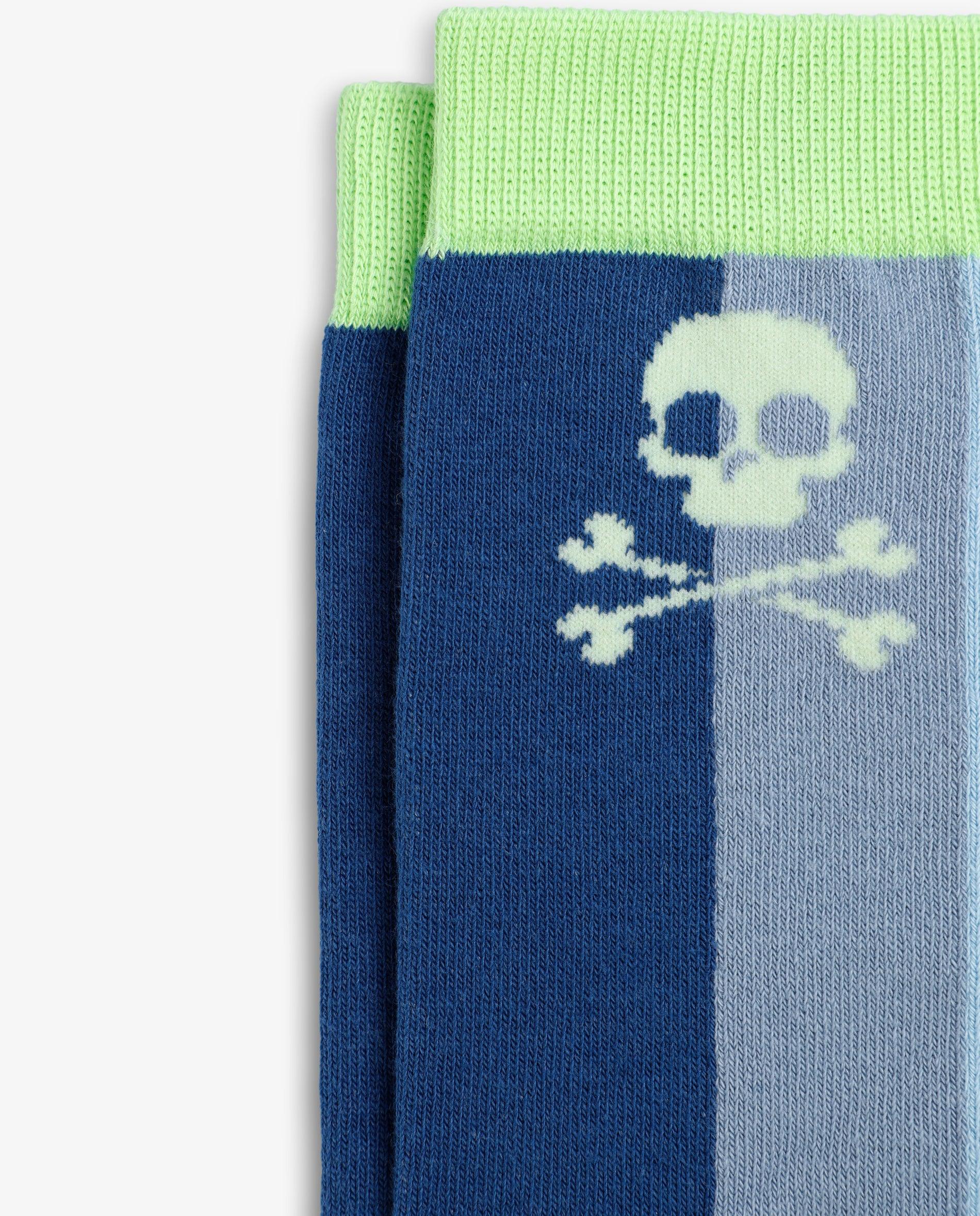 Meias Infantil de Cano Médio às Riscas Azul-2