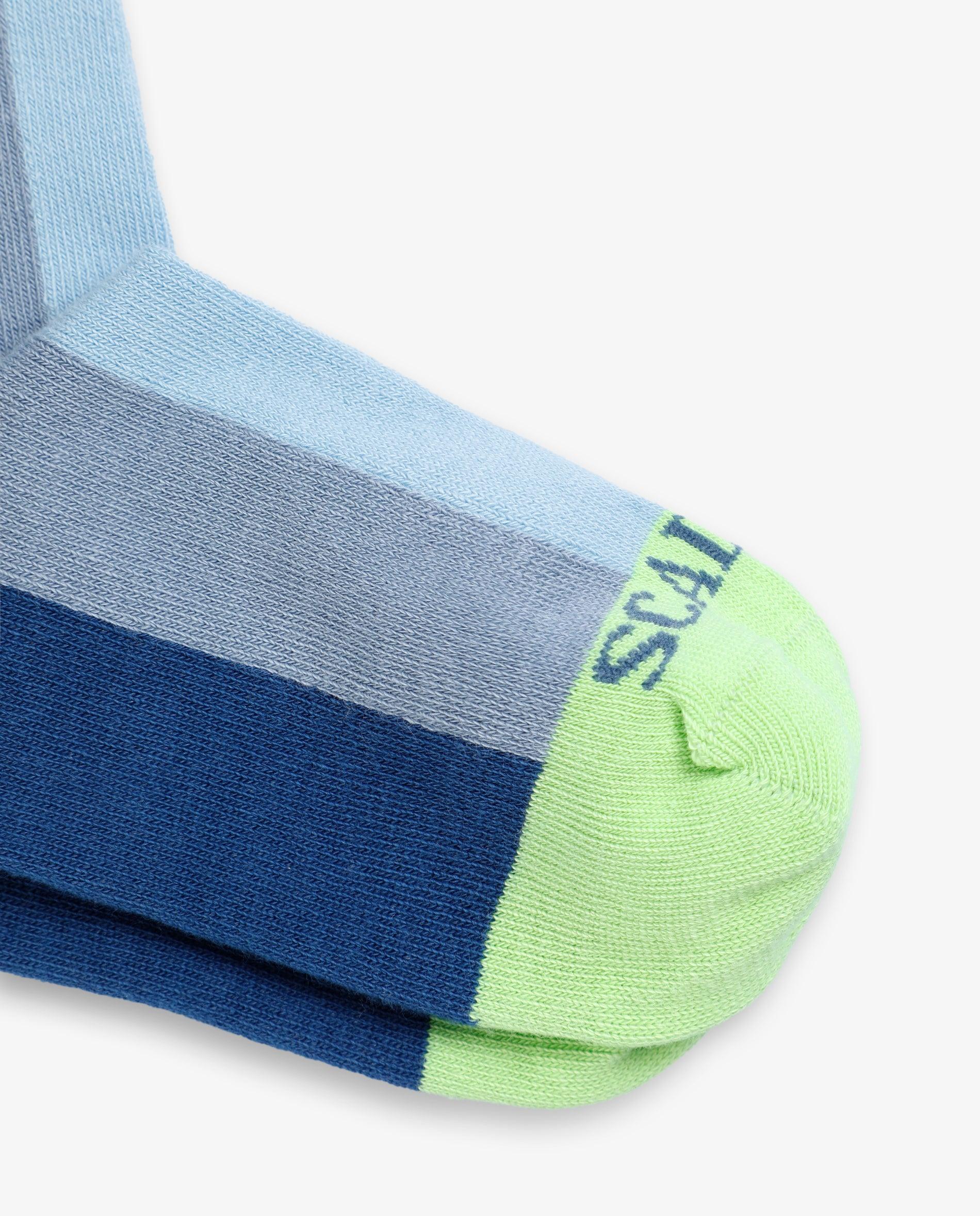 Meias Infantil de Cano Médio às Riscas Azul-4