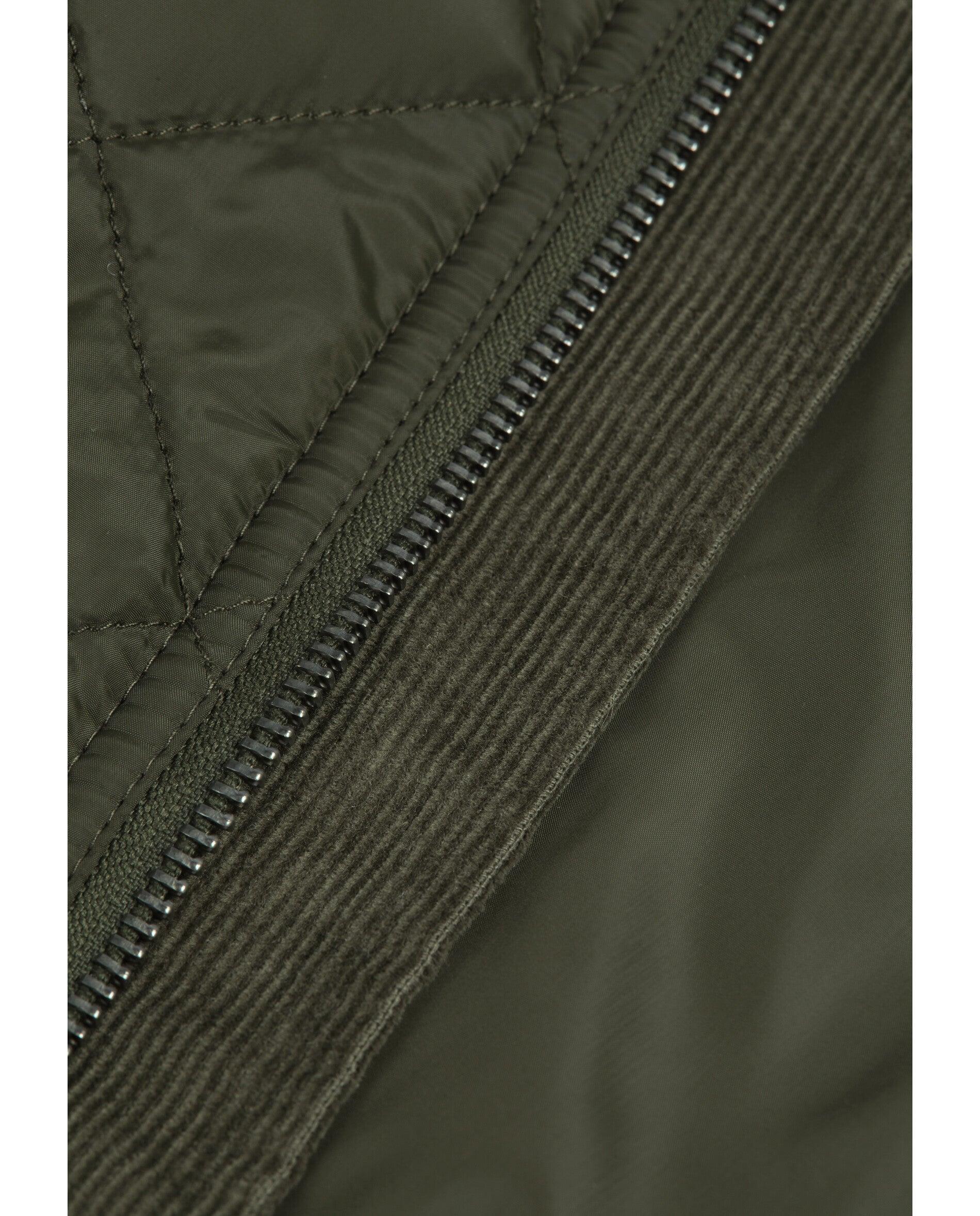 Colete de Sobretudo de Gola Alta com Fecho Zip Verde-militar-4