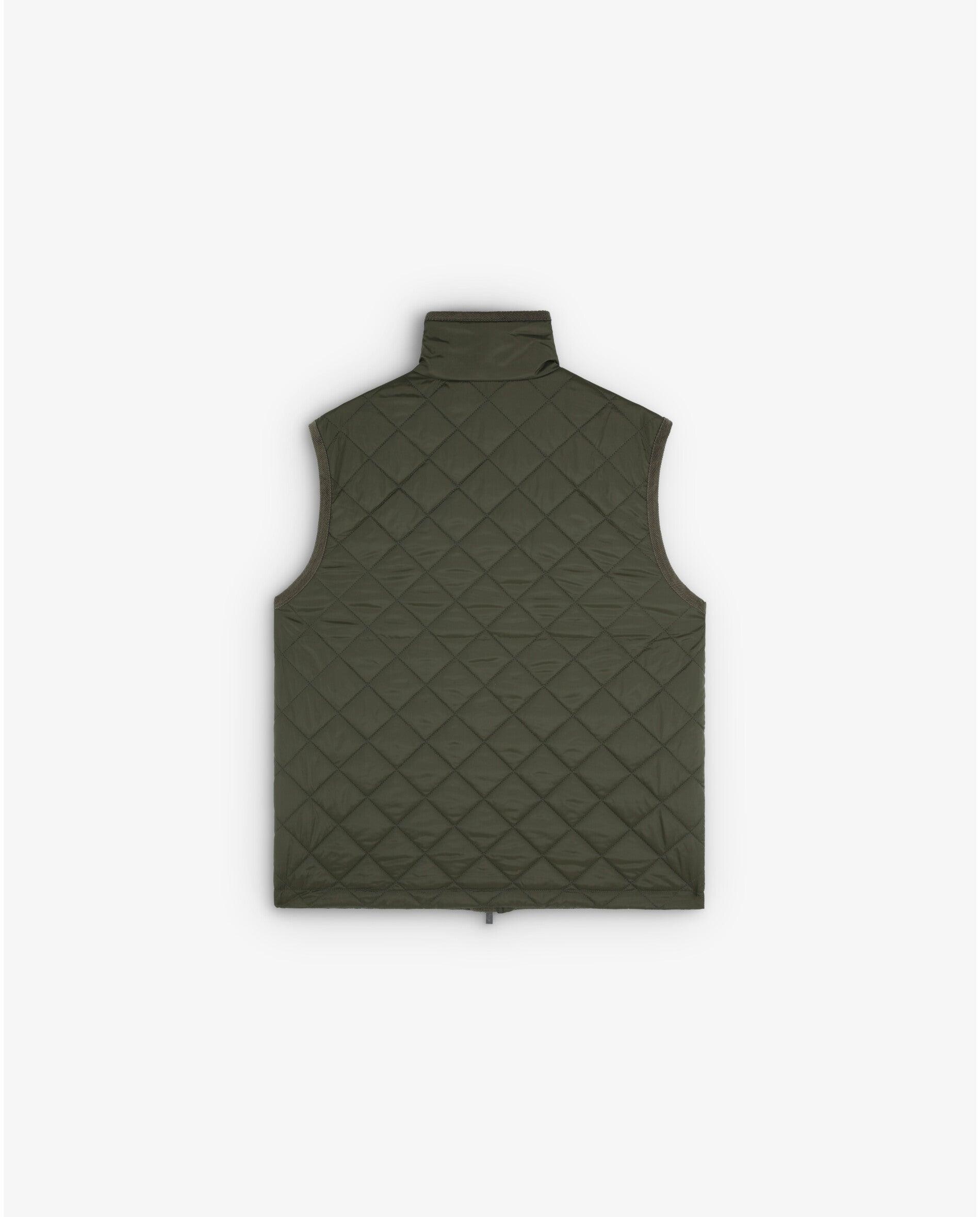 Colete de Sobretudo de Gola Alta com Fecho Zip Verde-militar-7