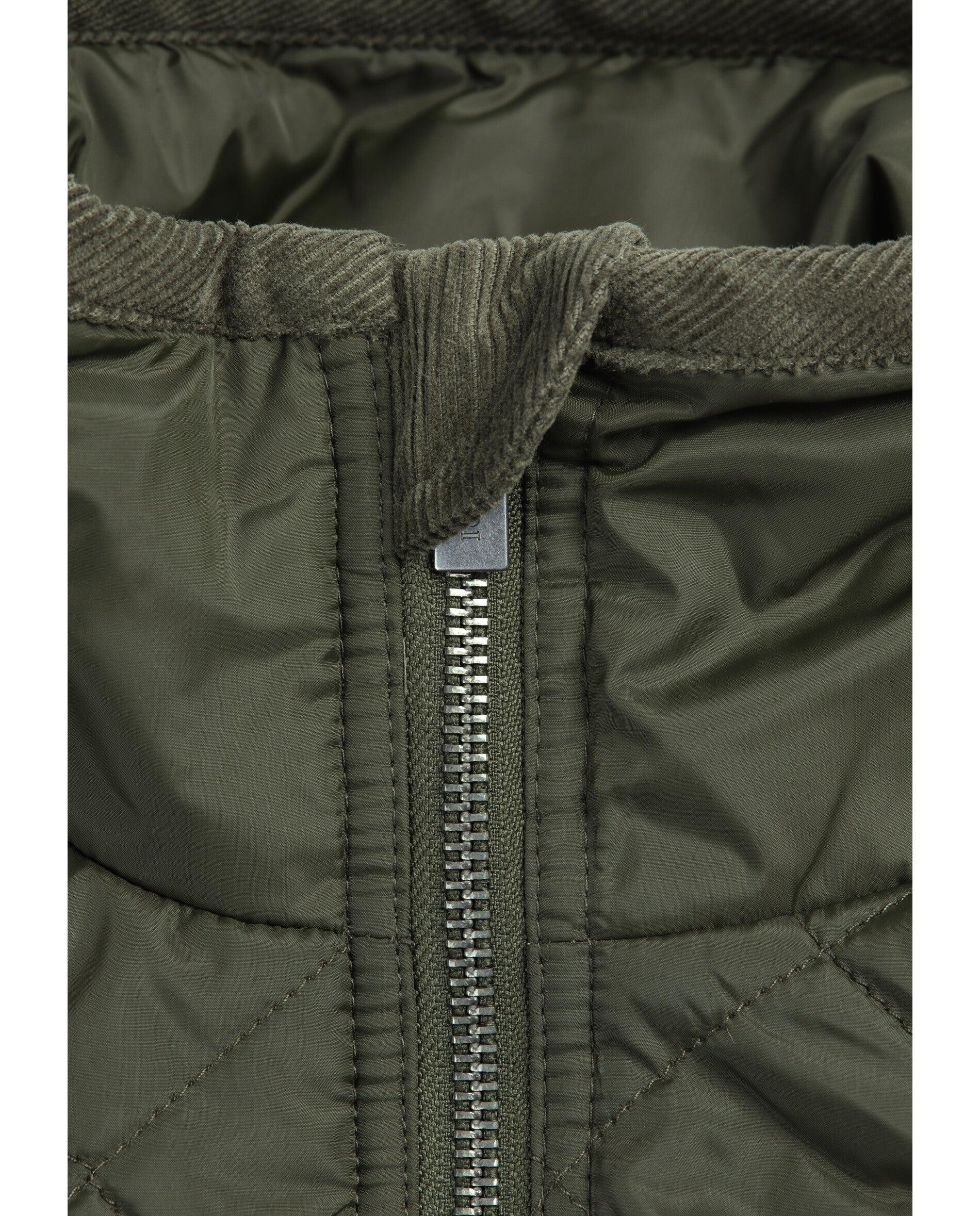 Colete de Sobretudo de Gola Alta com Fecho Zip Verde-militar-8
