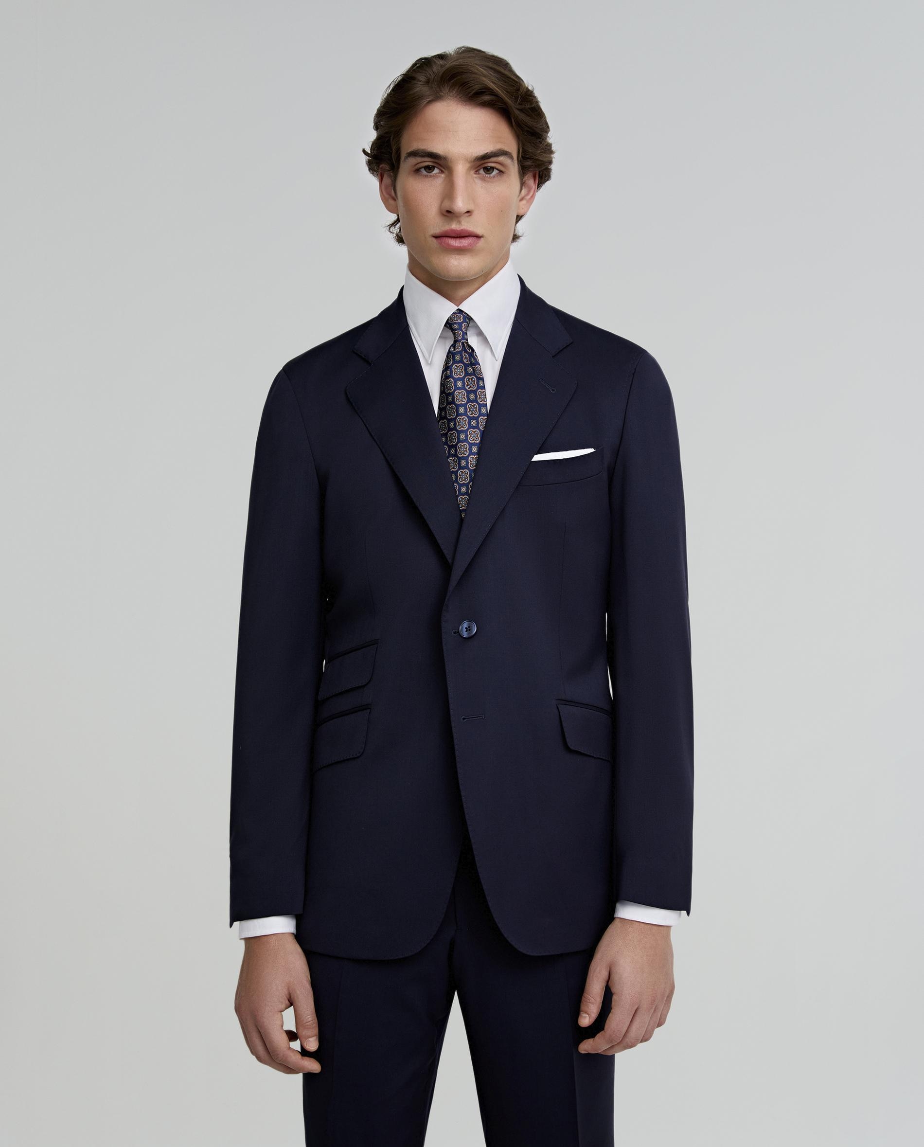 Fato Completo de Lã Regular Fit Azul-marinho-3