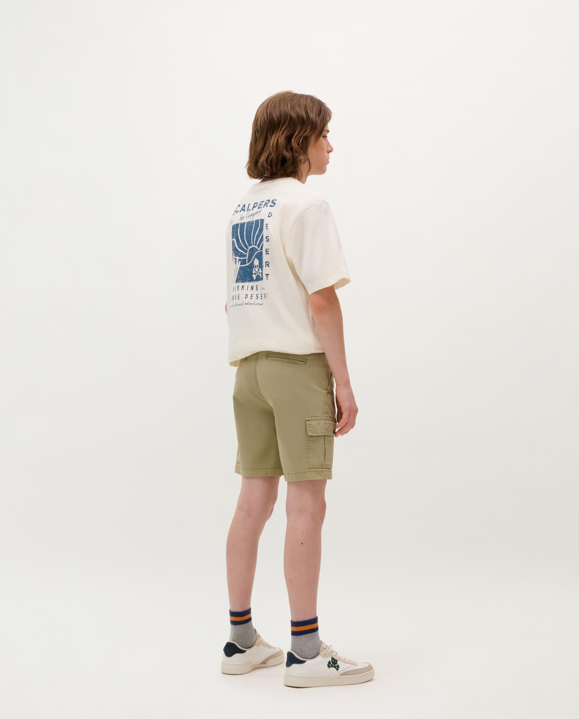 Bermudas Infantil Tipo Cargo de Algodão Caqui-2