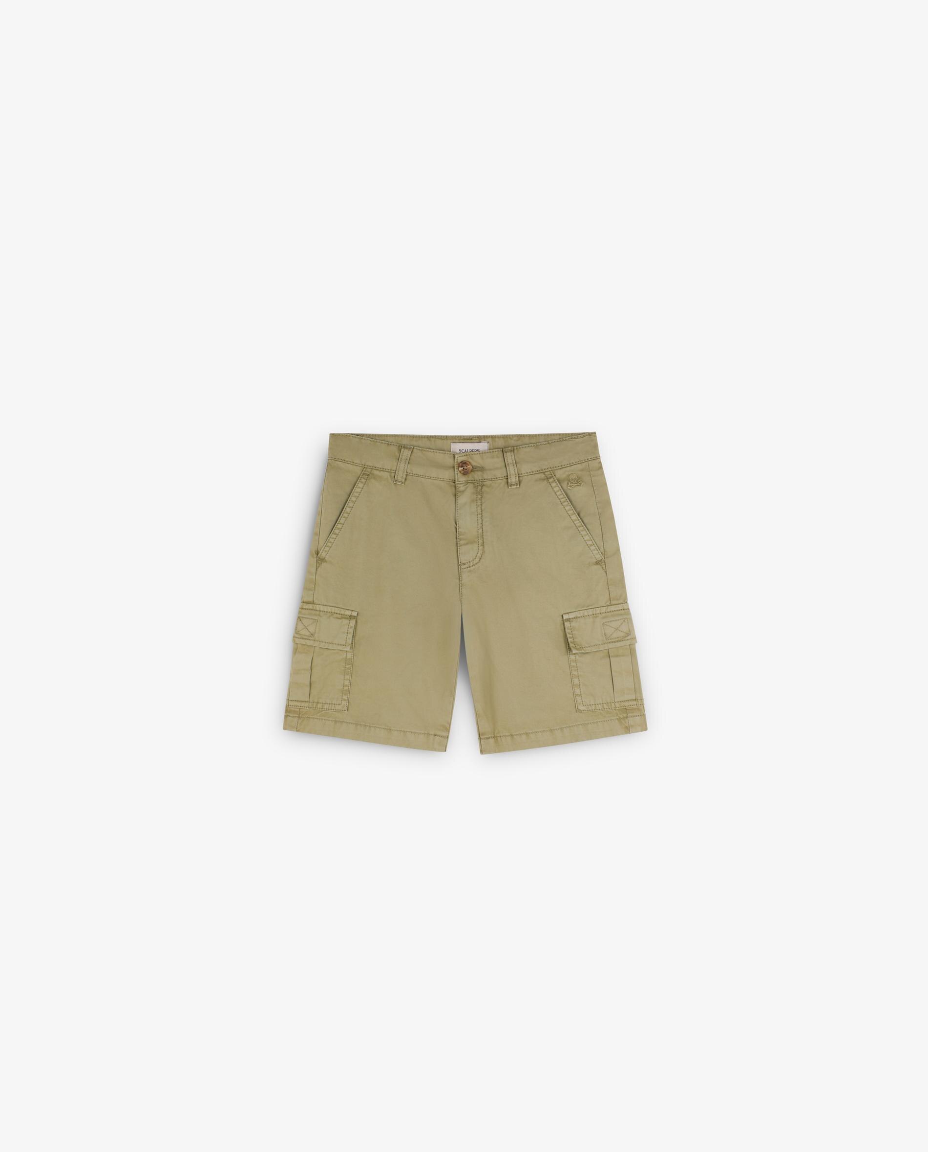 Bermudas Infantil Tipo Cargo de Algodão Caqui-5