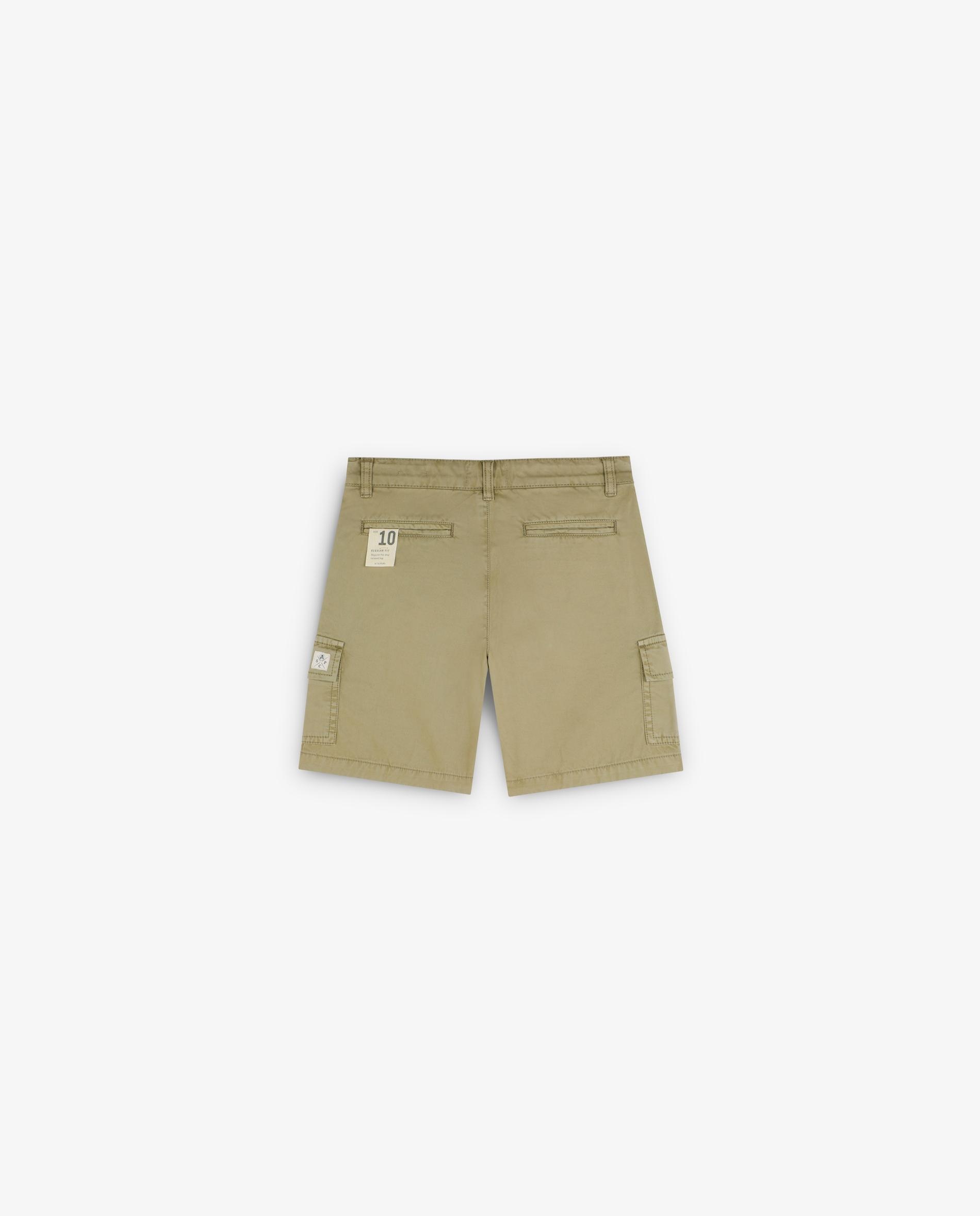 Bermudas Infantil Tipo Cargo de Algodão Caqui-6