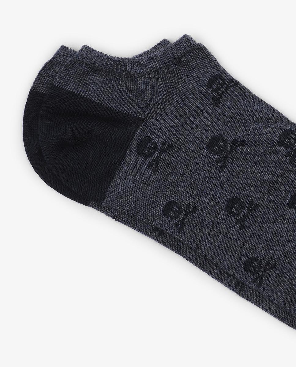 Meias Pelo Tornozelo Estampadas com Biqueira em Contraste Navy-2