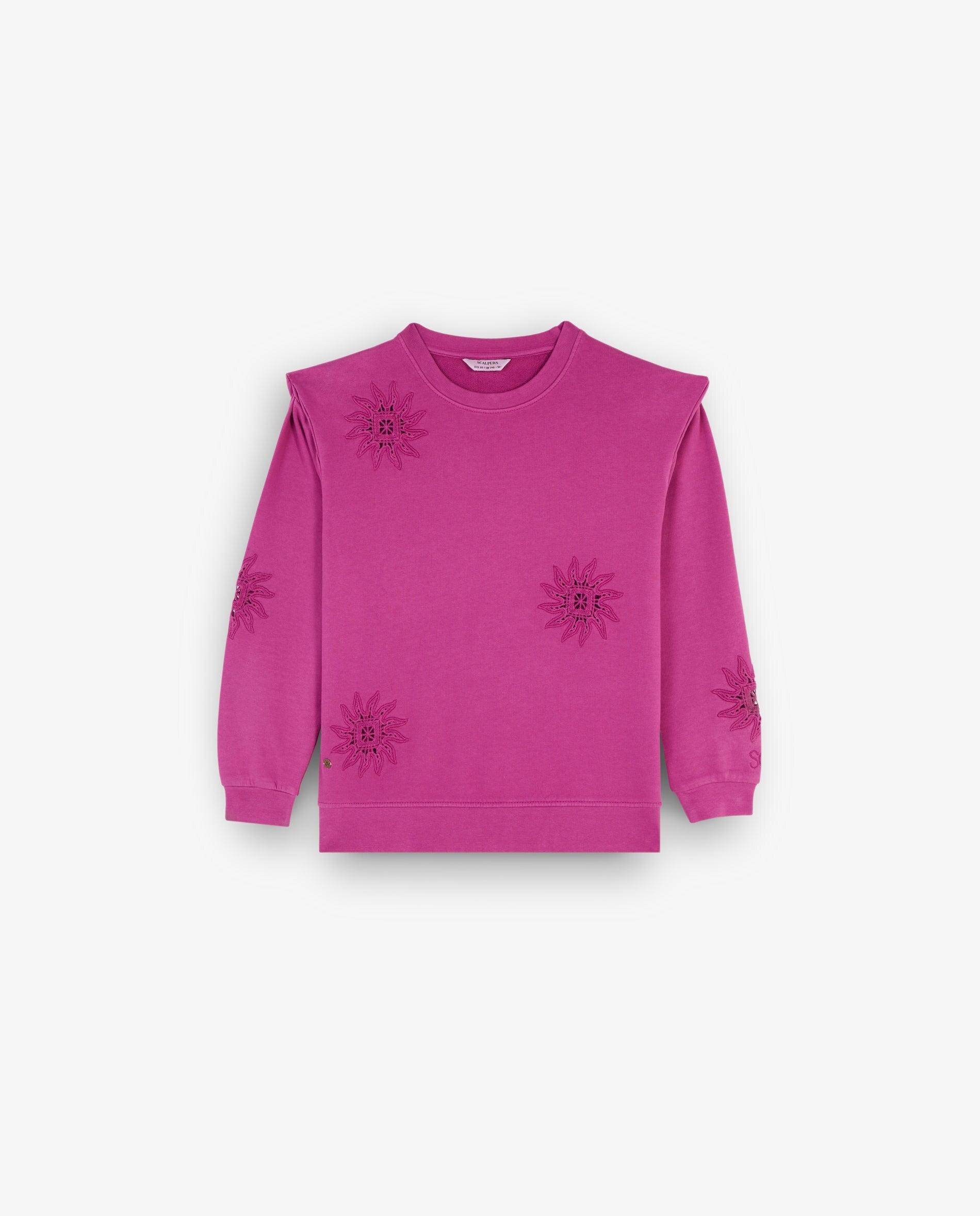 Sweatshirt Infantil de Algodão com Detalhes de Crochê Scalpers Roxo-4