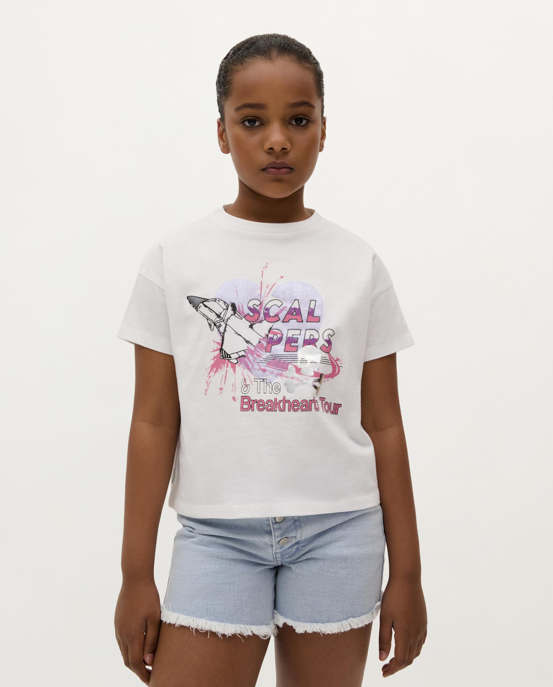 T-shirt Infantil em Algodão de Manga Curta Scalpers Branco-1