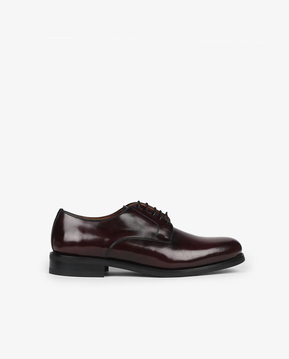 Sapatos de Cordões em Pele com Sola de Borracha Bordeaux-1