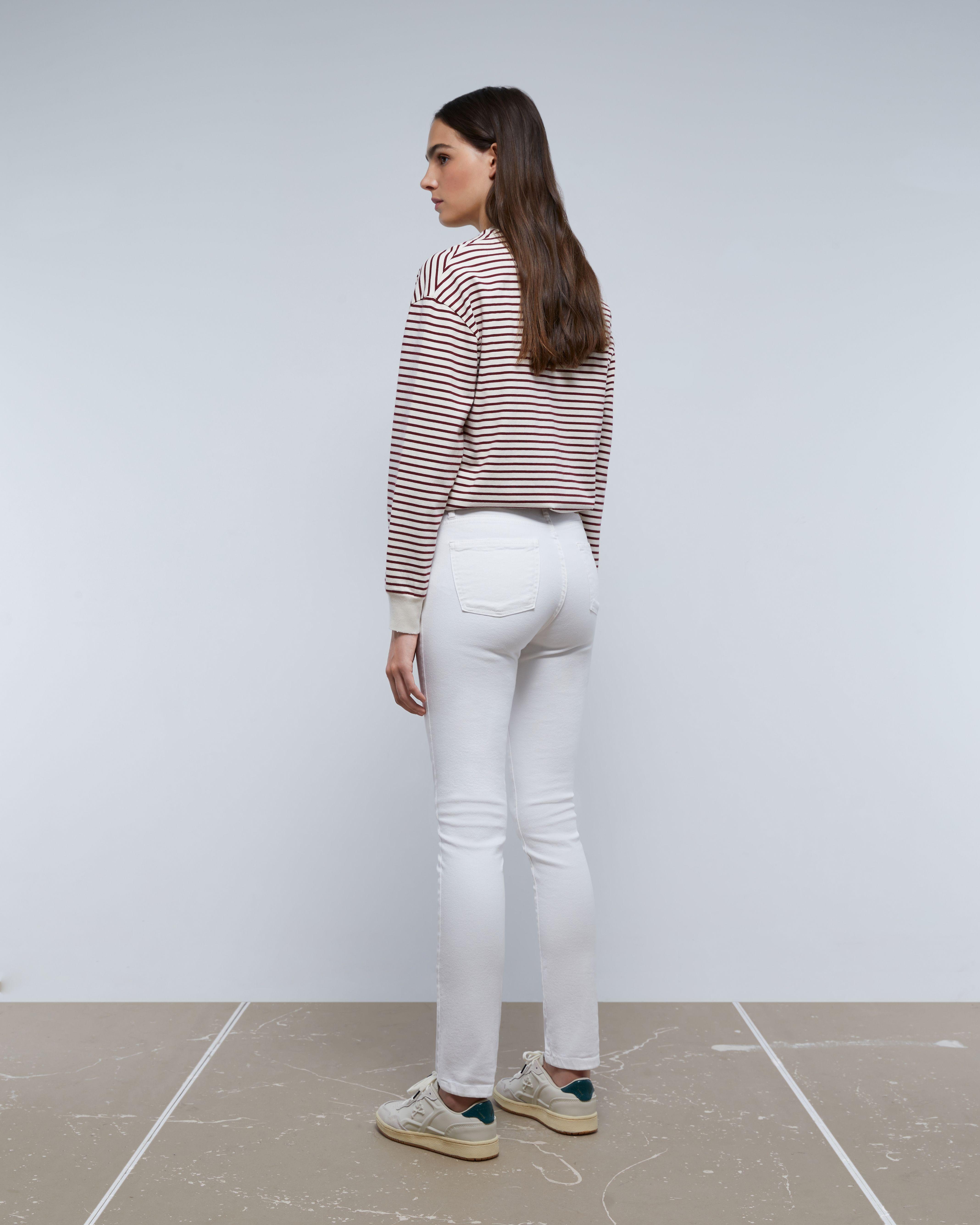 Jeans Straight com Fecho de Botões e Presilhas na Cintura Branco-2
